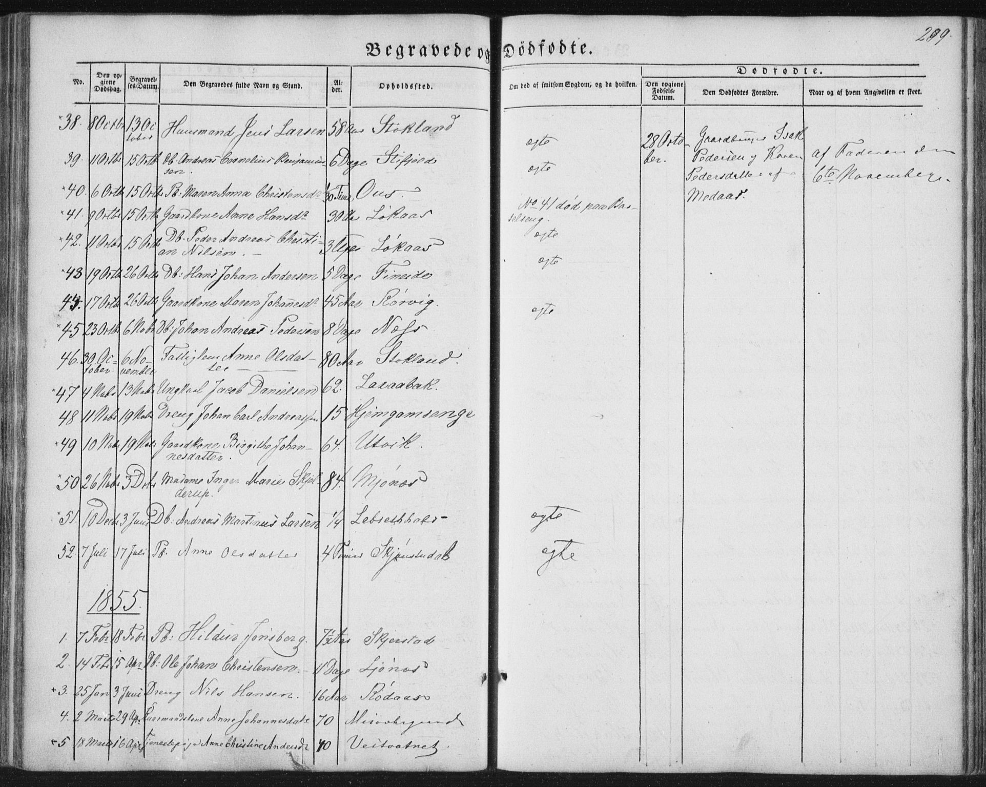 Ministerialprotokoller, klokkerbøker og fødselsregistre - Nordland, AV/SAT-A-1459/852/L0738: Parish register (official) no. 852A08, 1849-1865, p. 289