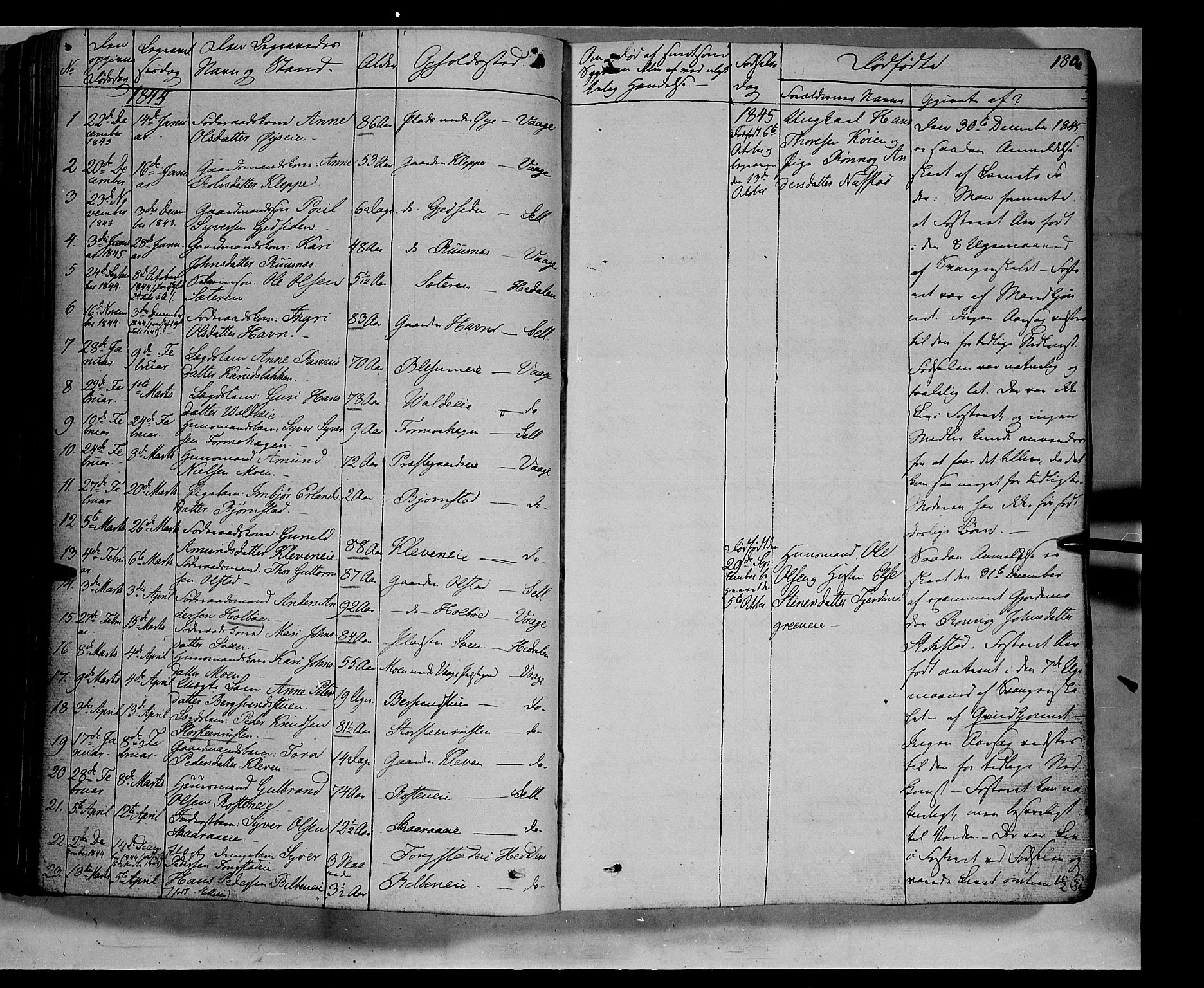 Vågå prestekontor, SAH/PREST-076/H/Ha/Haa/L0005: Parish register (official) no. 5 /1, 1842-1856, p. 180