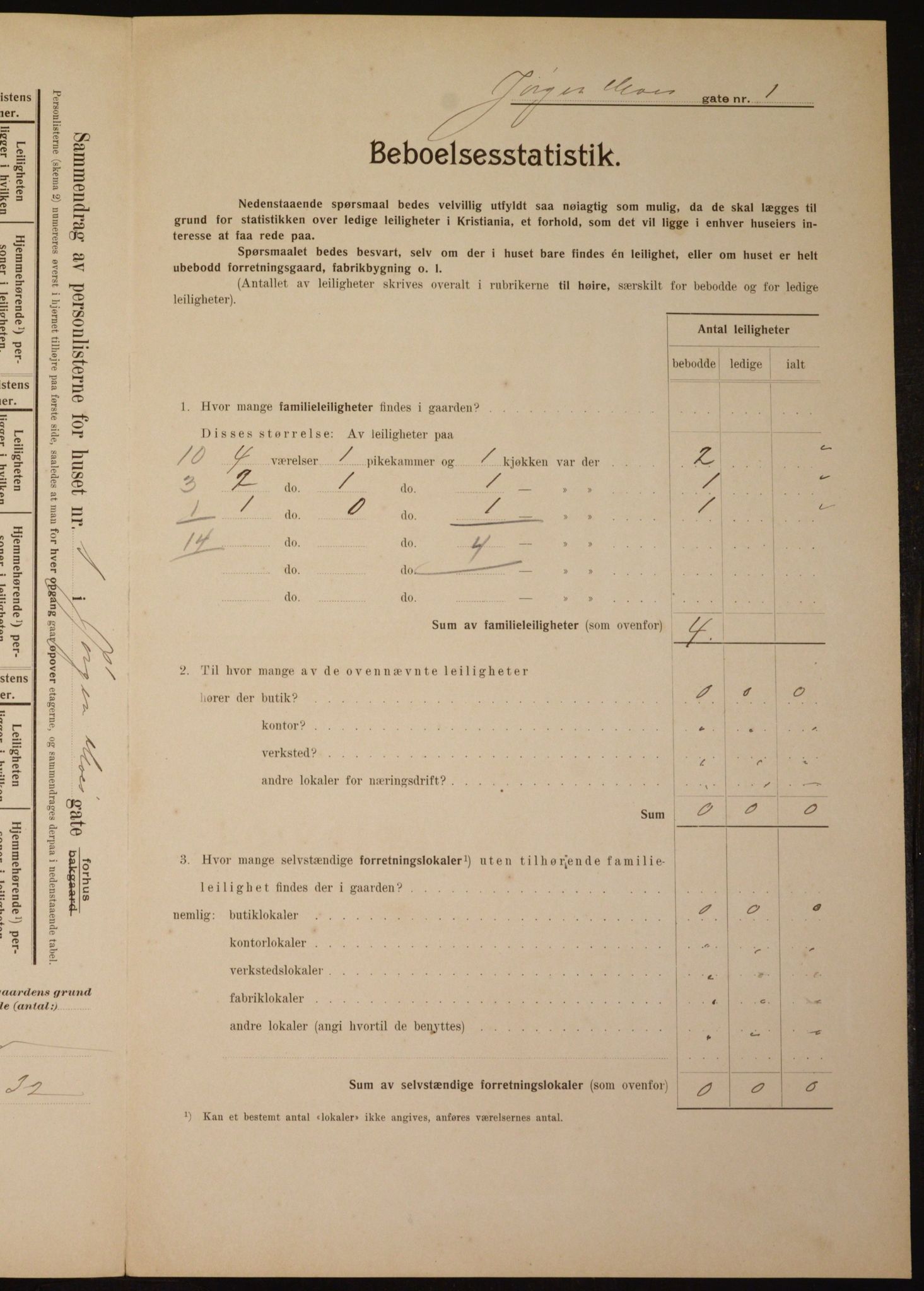 OBA, Municipal Census 1910 for Kristiania, 1910, p. 46317