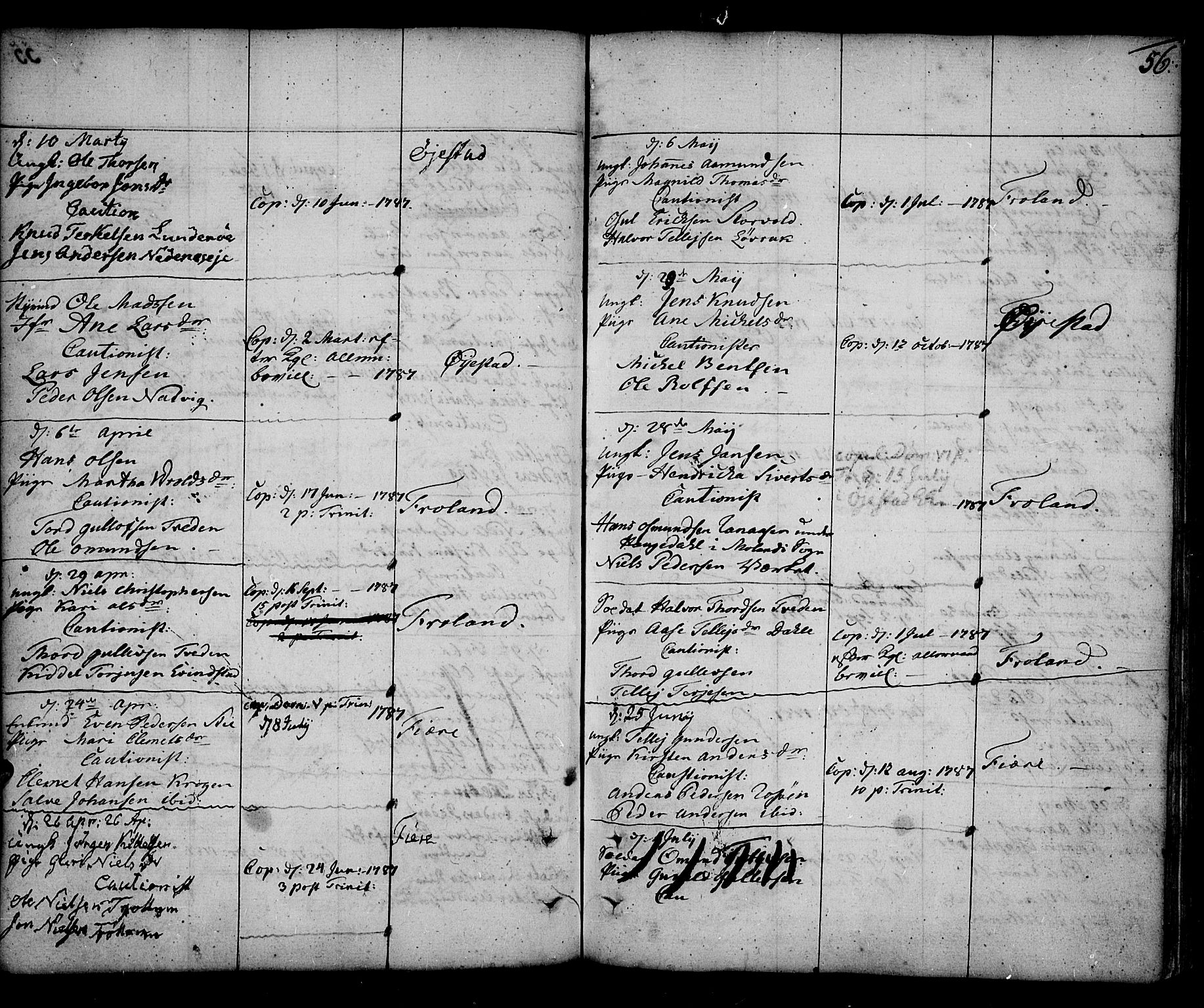 Øyestad sokneprestkontor, SAK/1111-0049/F/Fa/L0009: Parish register (official) no. A 9, 1778-1808, p. 56