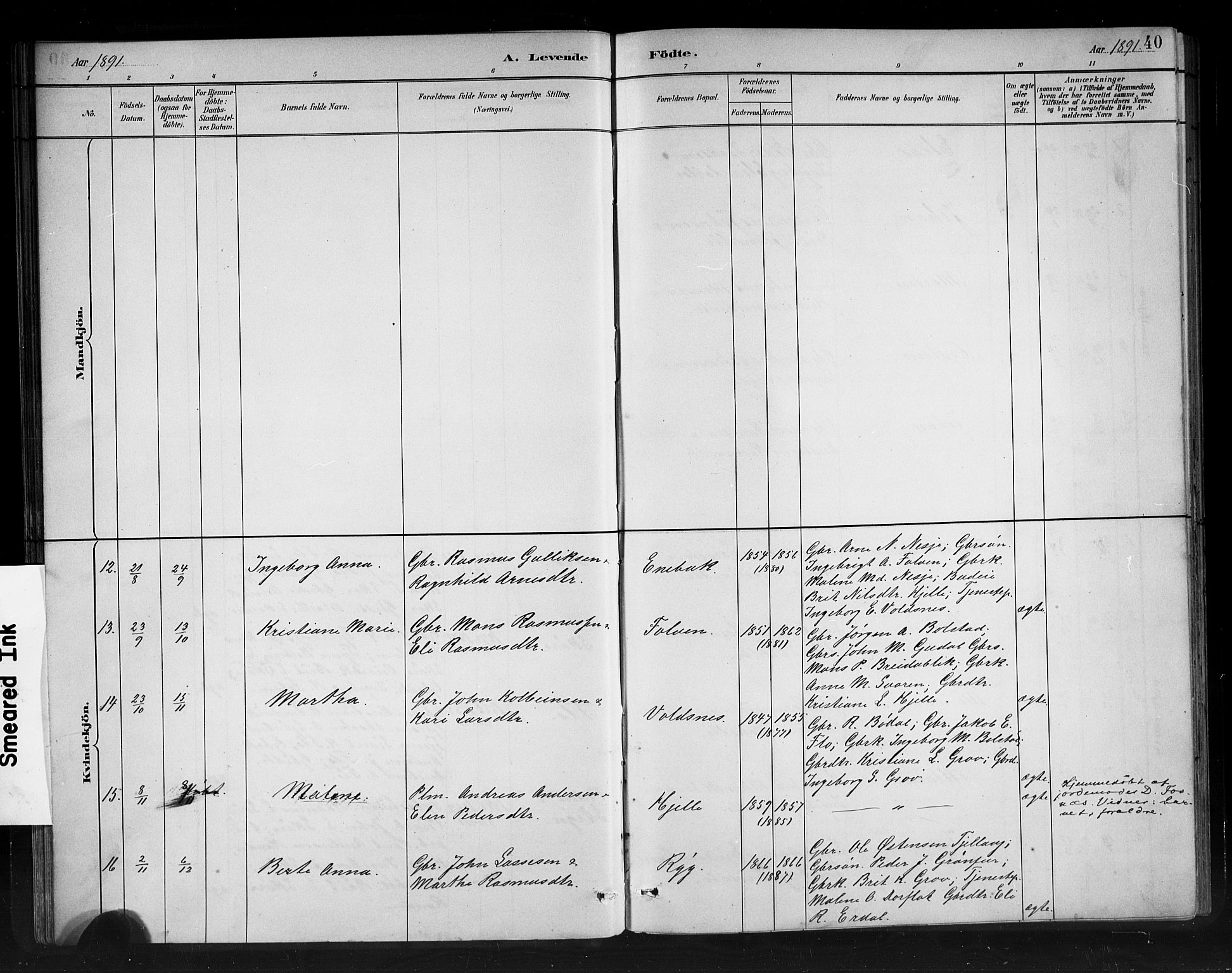 Stryn Sokneprestembete, AV/SAB-A-82501: Parish register (copy) no. C 3, 1881-1905, p. 40