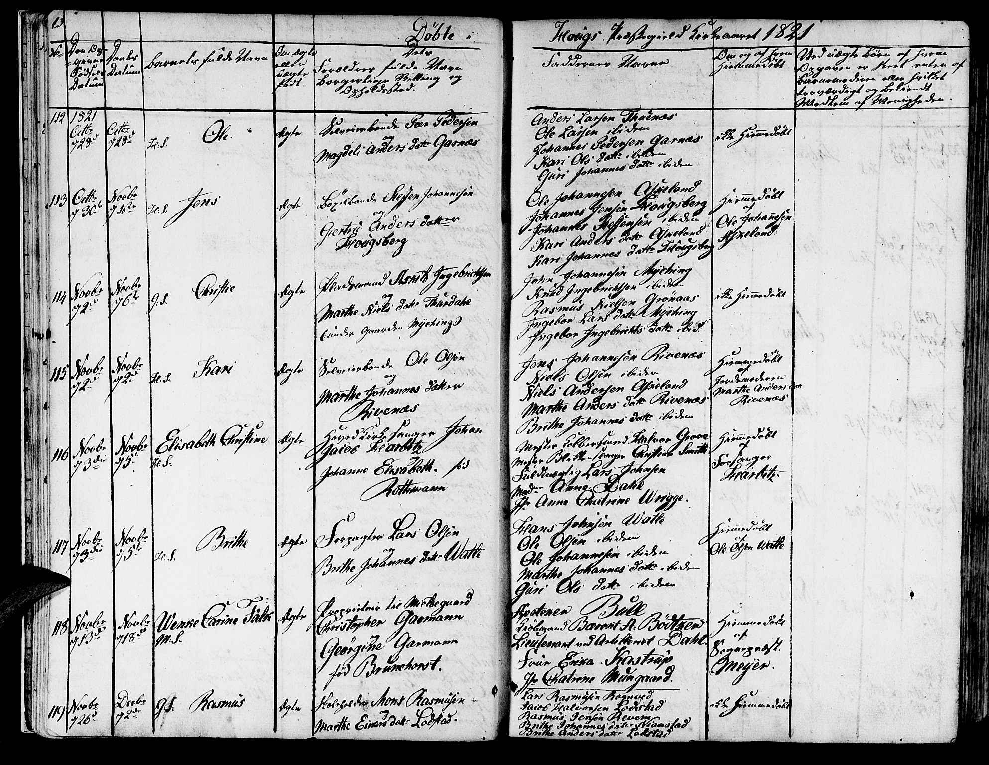 Haus sokneprestembete, AV/SAB-A-75601/H/Haa: Parish register (official) no. A 13, 1821-1827, p. 13