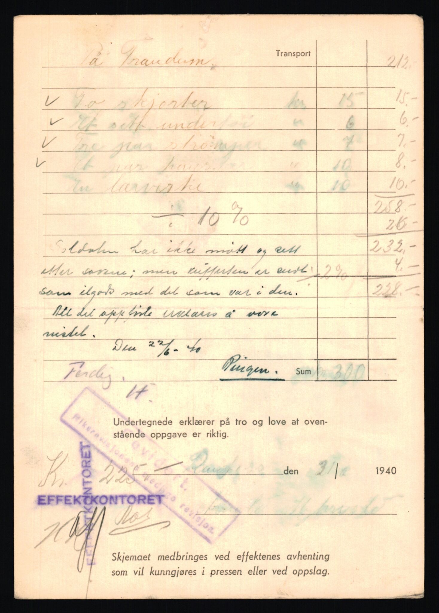 Justisdepartementet, Oppgjørsavdelingen, AV/RA-S-1056/G/Gb/L0058: Oppgaver over ettersøkte sivile effekter:  Myhrvold, Arnold - Maaø, 1940-1942