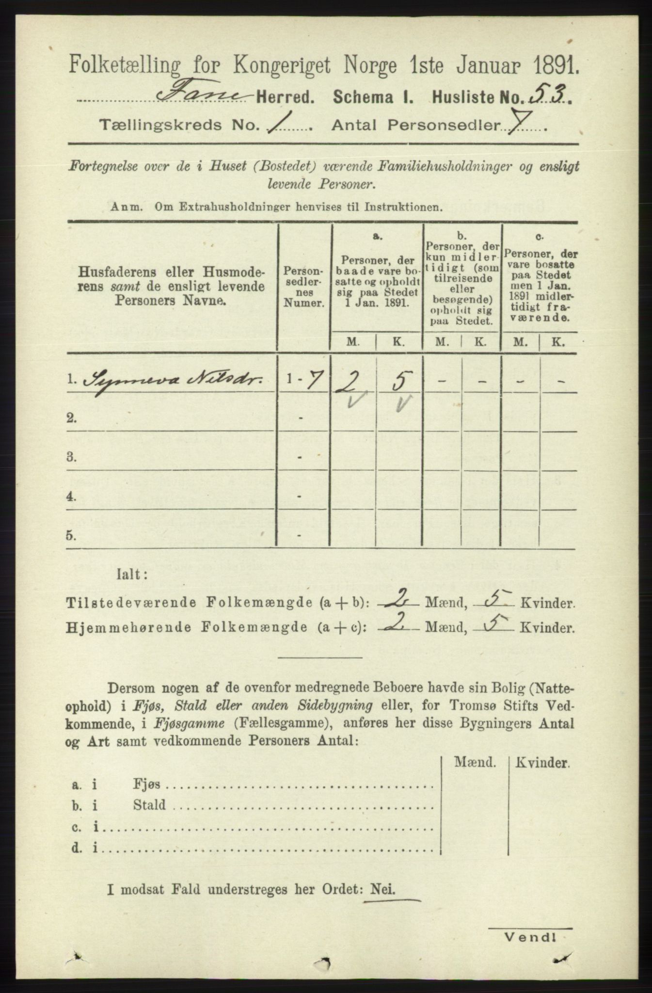 RA, 1891 census for 1249 Fana, 1891, p. 80