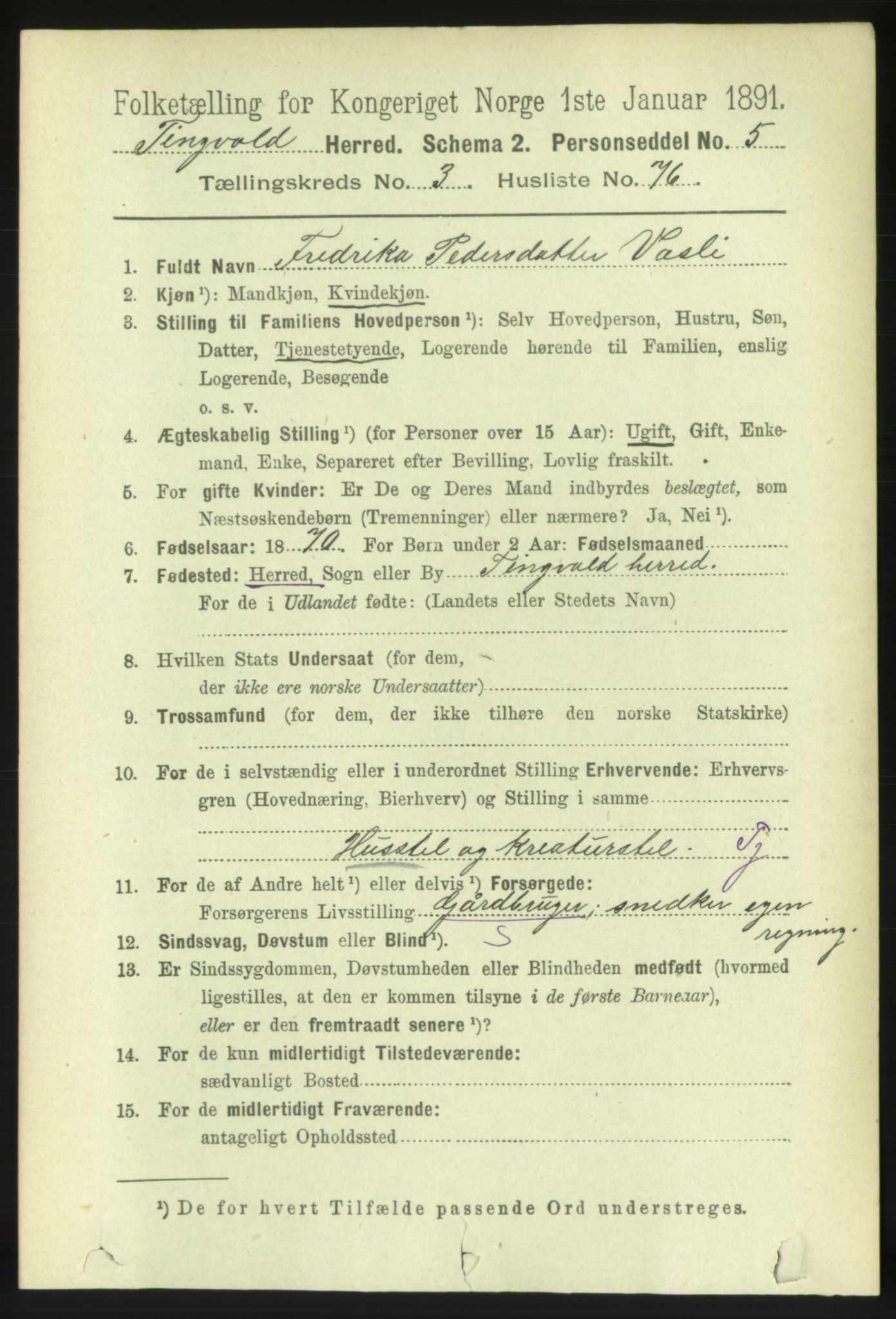 RA, 1891 census for 1560 Tingvoll, 1891, p. 1520