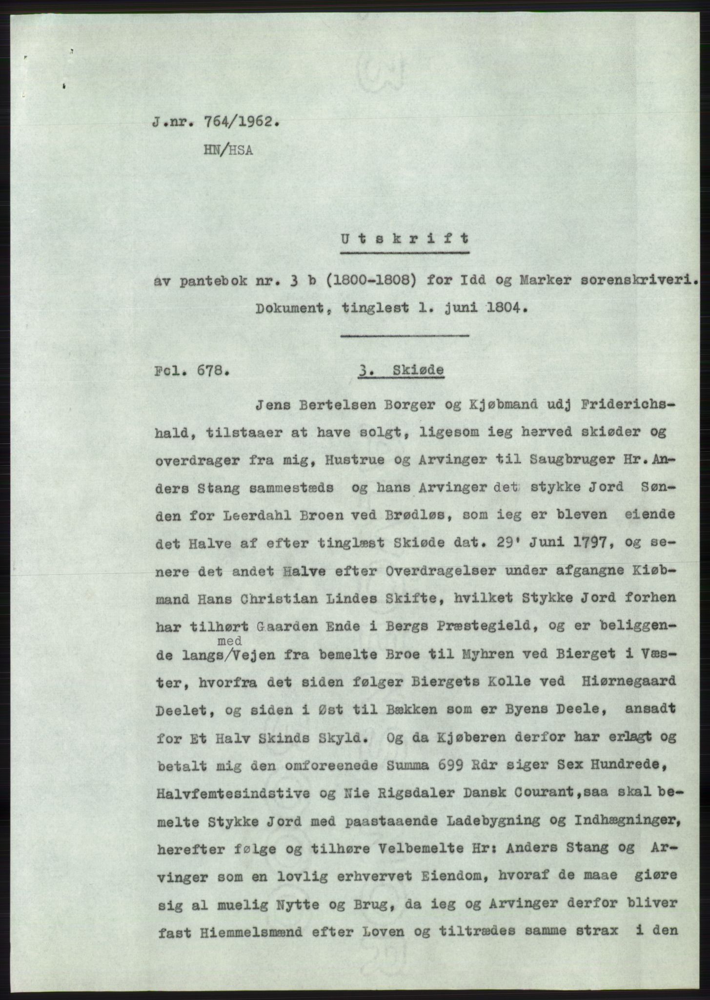 Statsarkivet i Oslo, AV/SAO-A-10621/Z/Zd/L0016: Avskrifter, j.nr 706-1878/1962, 1962, p. 49