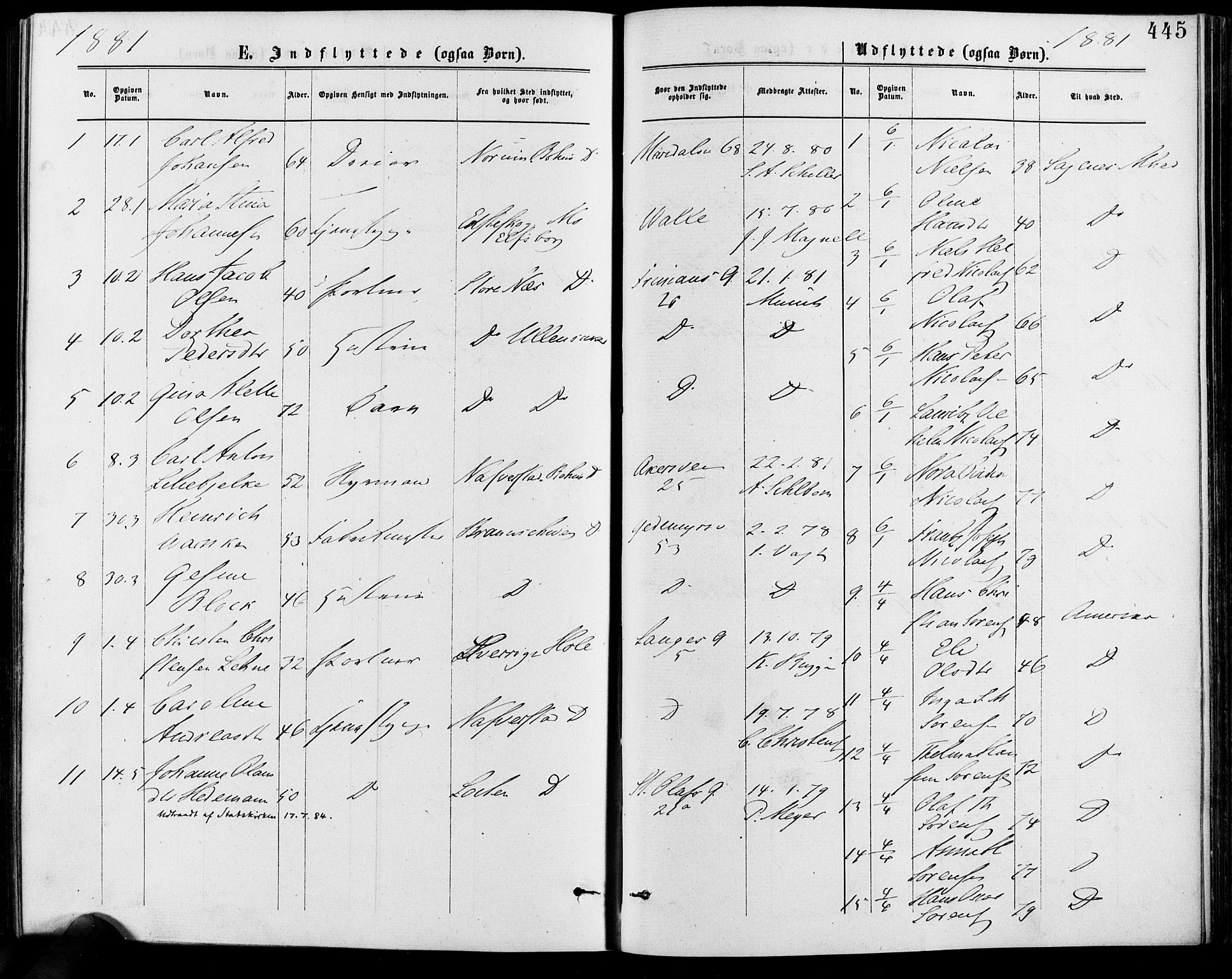 Gamle Aker prestekontor Kirkebøker, SAO/A-10617a/F/L0005: Parish register (official) no. 5, 1873-1881, p. 445