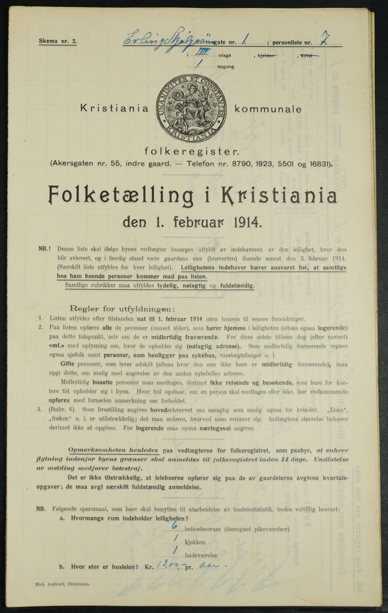 OBA, Municipal Census 1914 for Kristiania, 1914, p. 22181