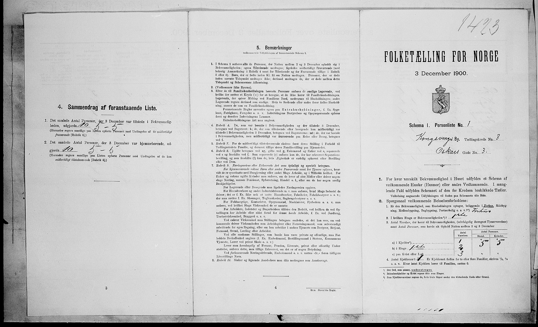 SAH, 1900 census for Kongsvinger, 1900, p. 916