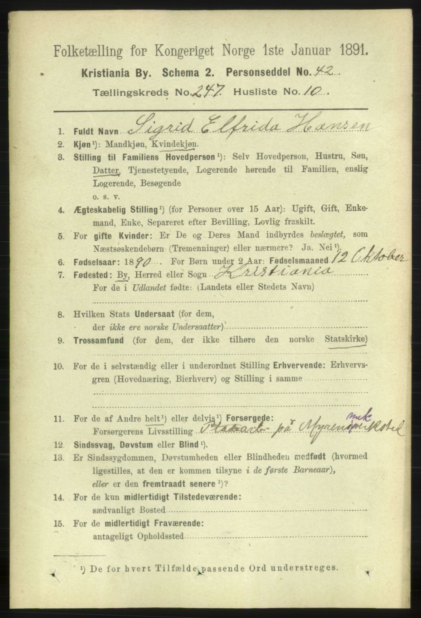 RA, 1891 census for 0301 Kristiania, 1891, p. 150667