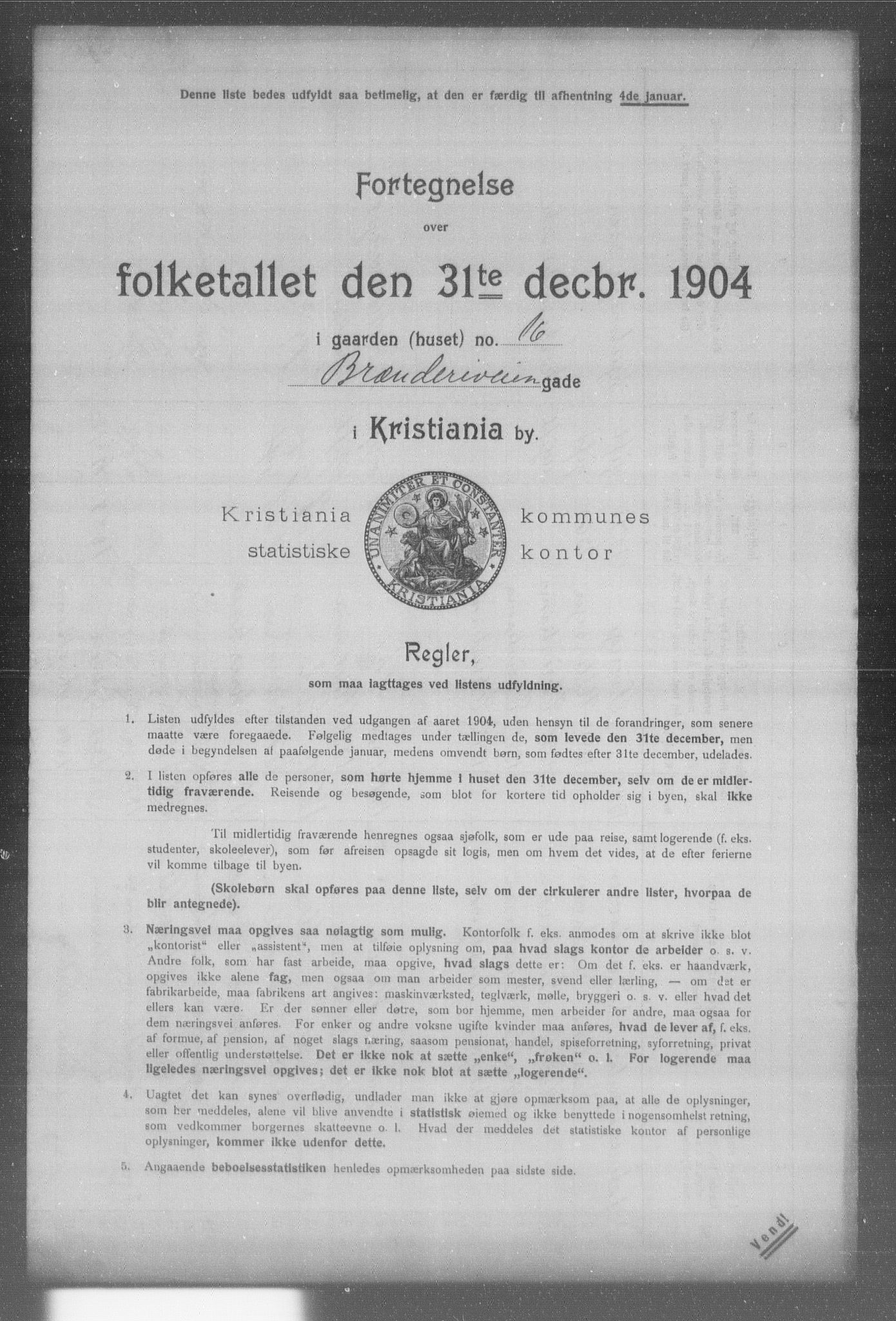 OBA, Municipal Census 1904 for Kristiania, 1904, p. 1836