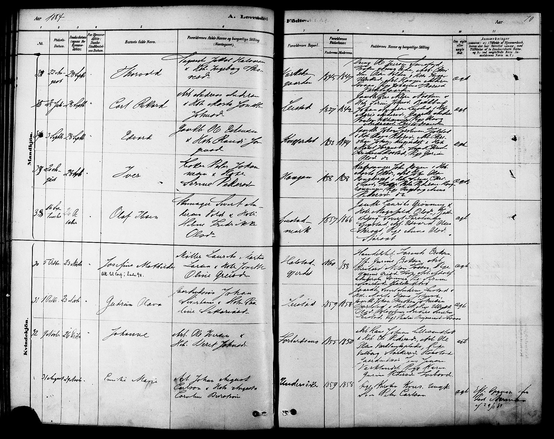 Ministerialprotokoller, klokkerbøker og fødselsregistre - Sør-Trøndelag, SAT/A-1456/616/L0410: Parish register (official) no. 616A07, 1878-1893, p. 70