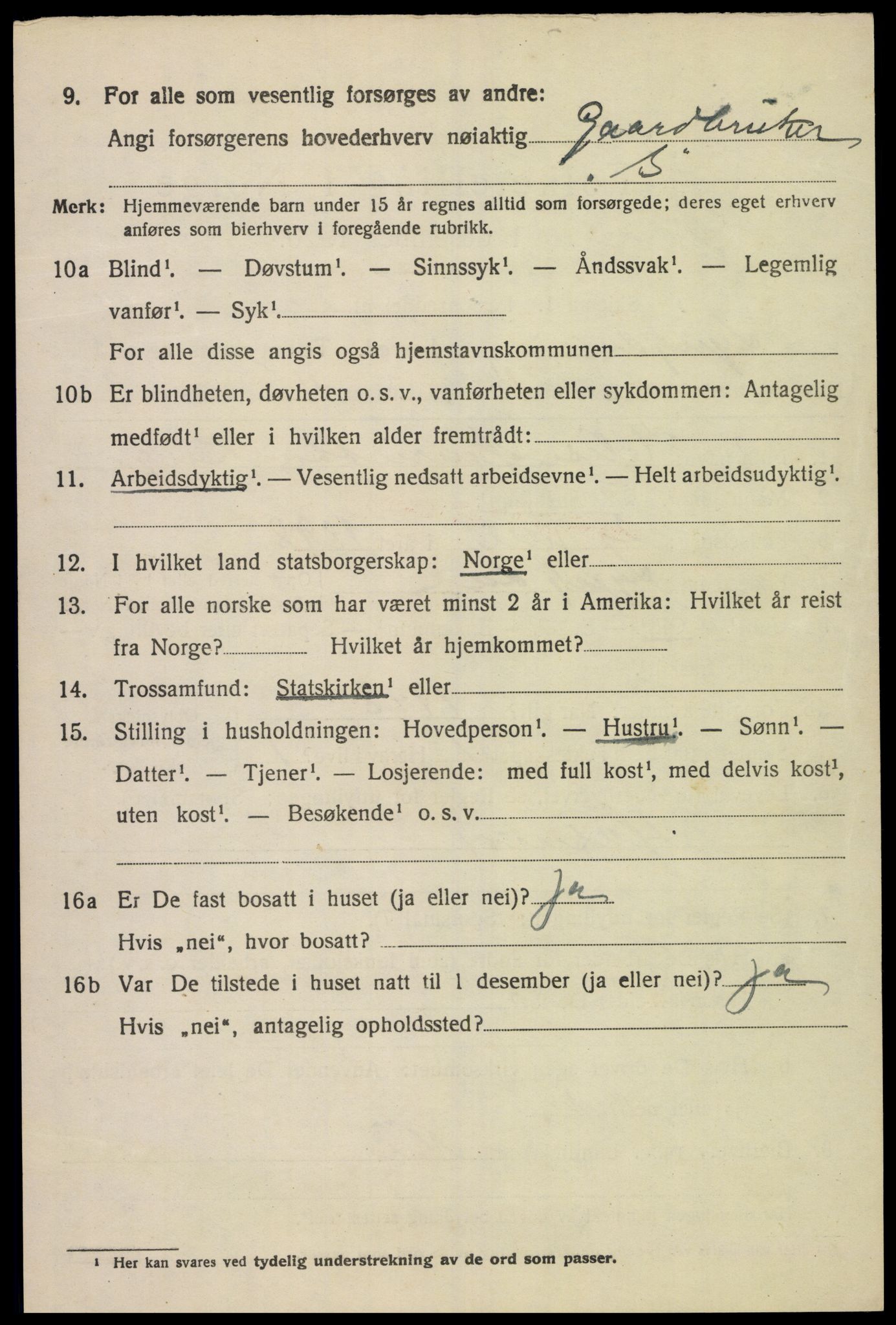 SAK, 1920 census for Lyngdal, 1920, p. 6478