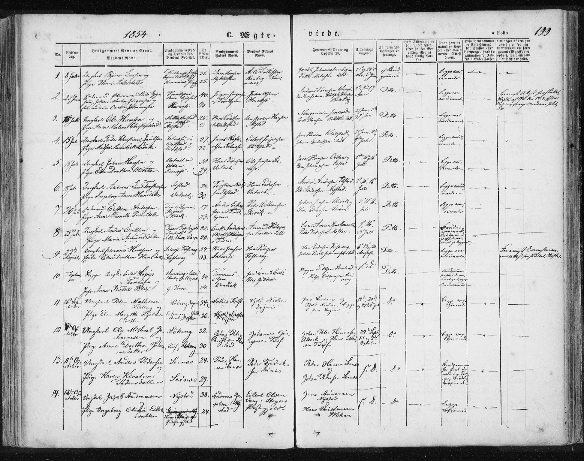 Ministerialprotokoller, klokkerbøker og fødselsregistre - Nordland, SAT/A-1459/801/L0007: Parish register (official) no. 801A07, 1845-1863, p. 199