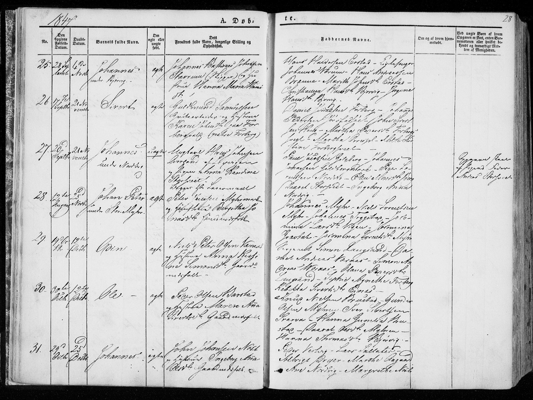 Ministerialprotokoller, klokkerbøker og fødselsregistre - Nord-Trøndelag, SAT/A-1458/722/L0218: Parish register (official) no. 722A05, 1843-1868, p. 28