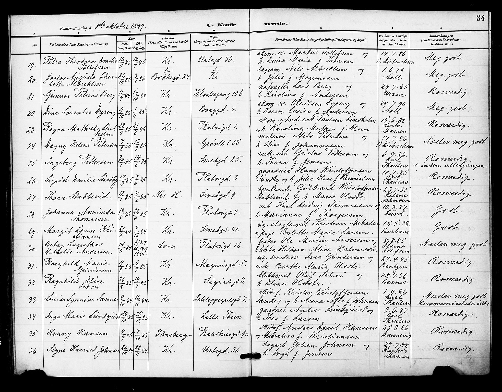 Grønland prestekontor Kirkebøker, SAO/A-10848/F/Fa/L0015: Parish register (official) no. 15, 1899-1919, p. 34