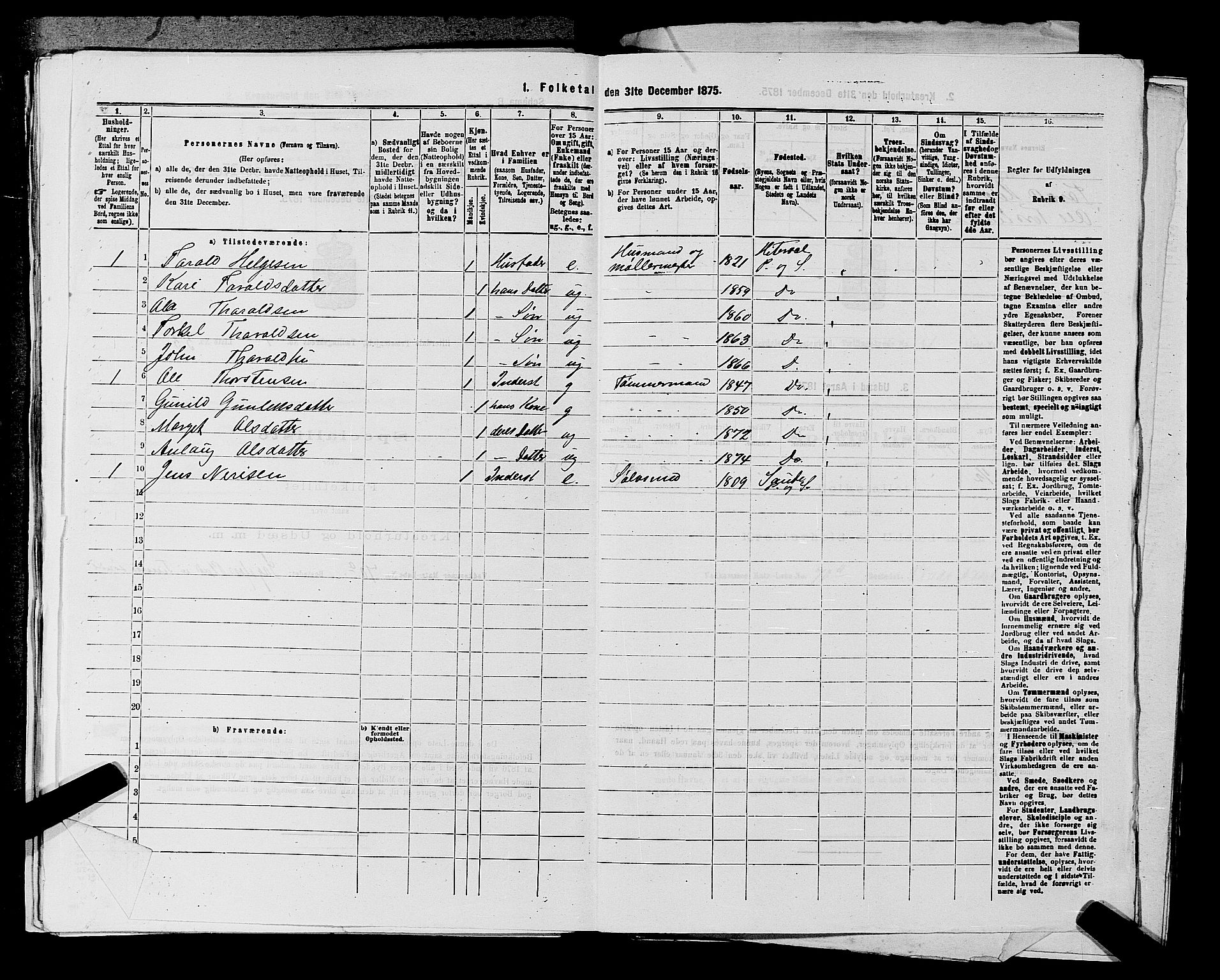 SAKO, 1875 census for 0823P Heddal, 1875, p. 695