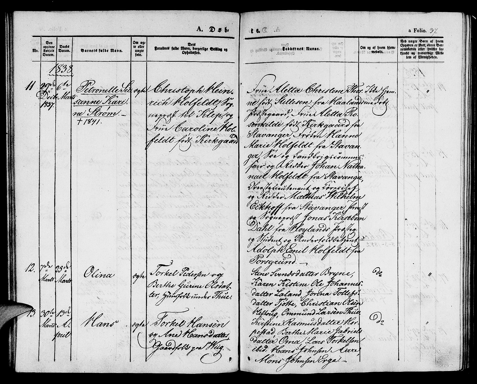 Klepp sokneprestkontor, SAST/A-101803/001/3/30BA/L0003: Parish register (official) no. A 3, 1833-1842, p. 37