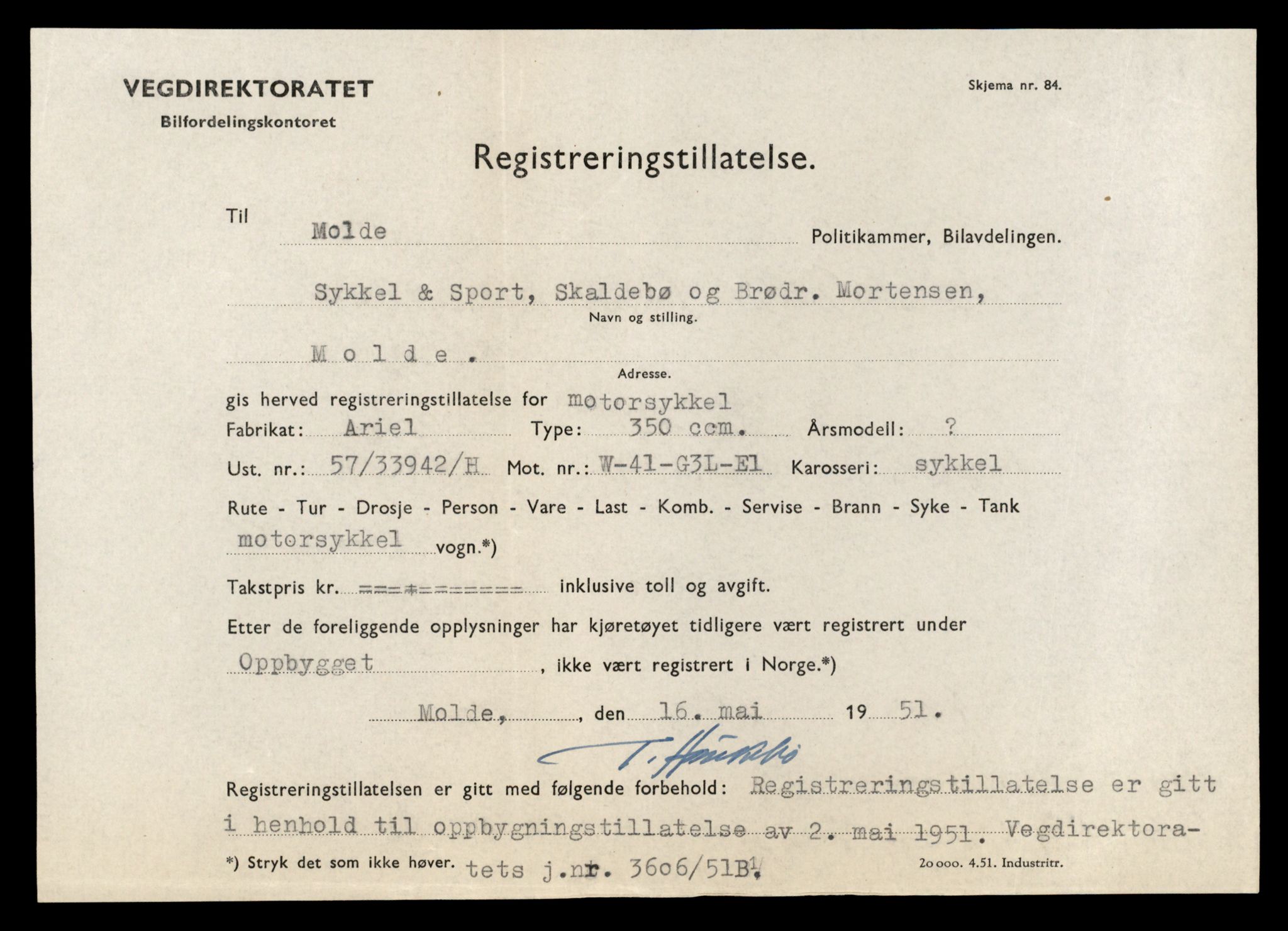 Møre og Romsdal vegkontor - Ålesund trafikkstasjon, AV/SAT-A-4099/F/Fe/L0039: Registreringskort for kjøretøy T 13361 - T 13530, 1927-1998, p. 227