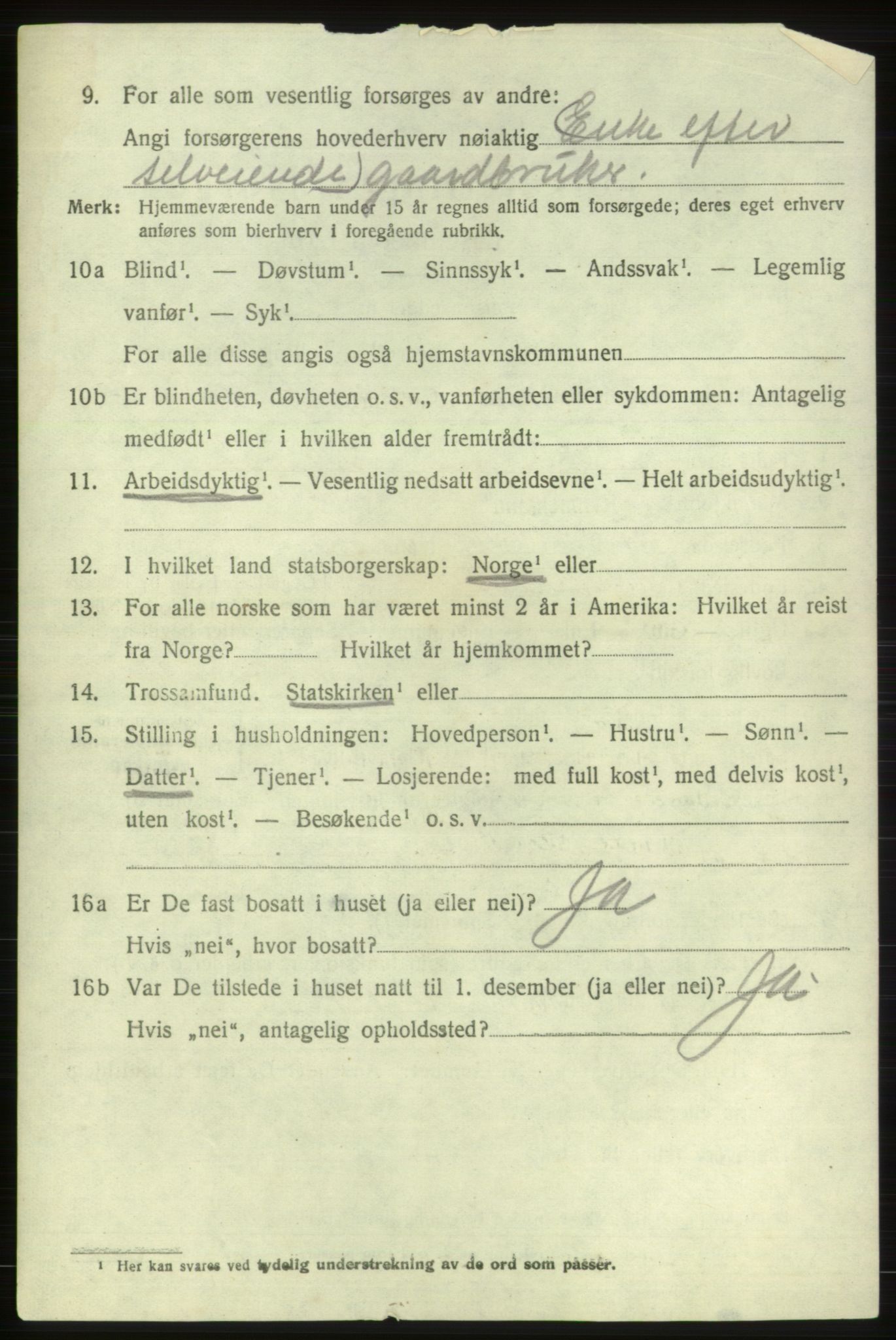 SAB, 1920 census for Etne, 1920, p. 3384