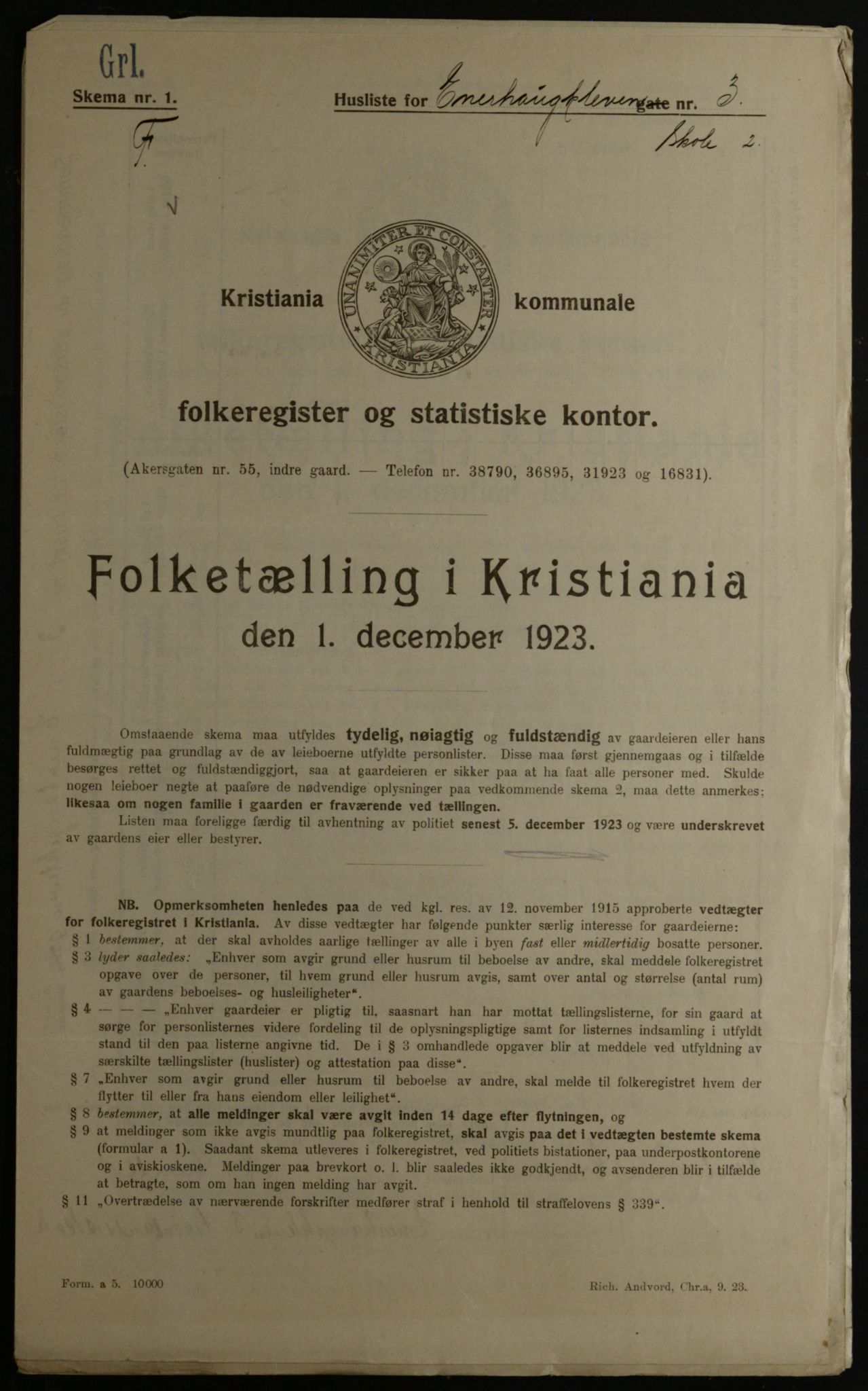OBA, Municipal Census 1923 for Kristiania, 1923, p. 24162