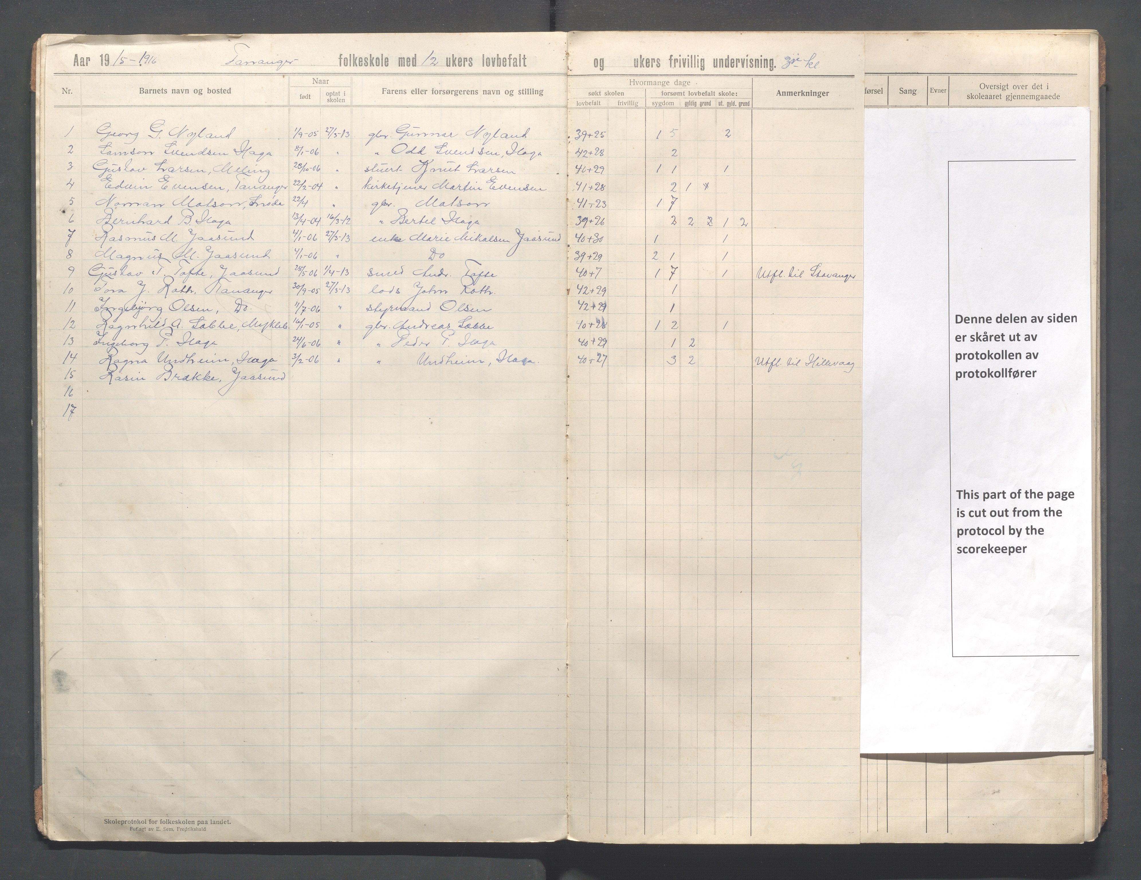 Håland kommune - Tananger skole, IKAR/K-102443/F/L0006: Skoleprotokoll, 1915-1920, p. 7