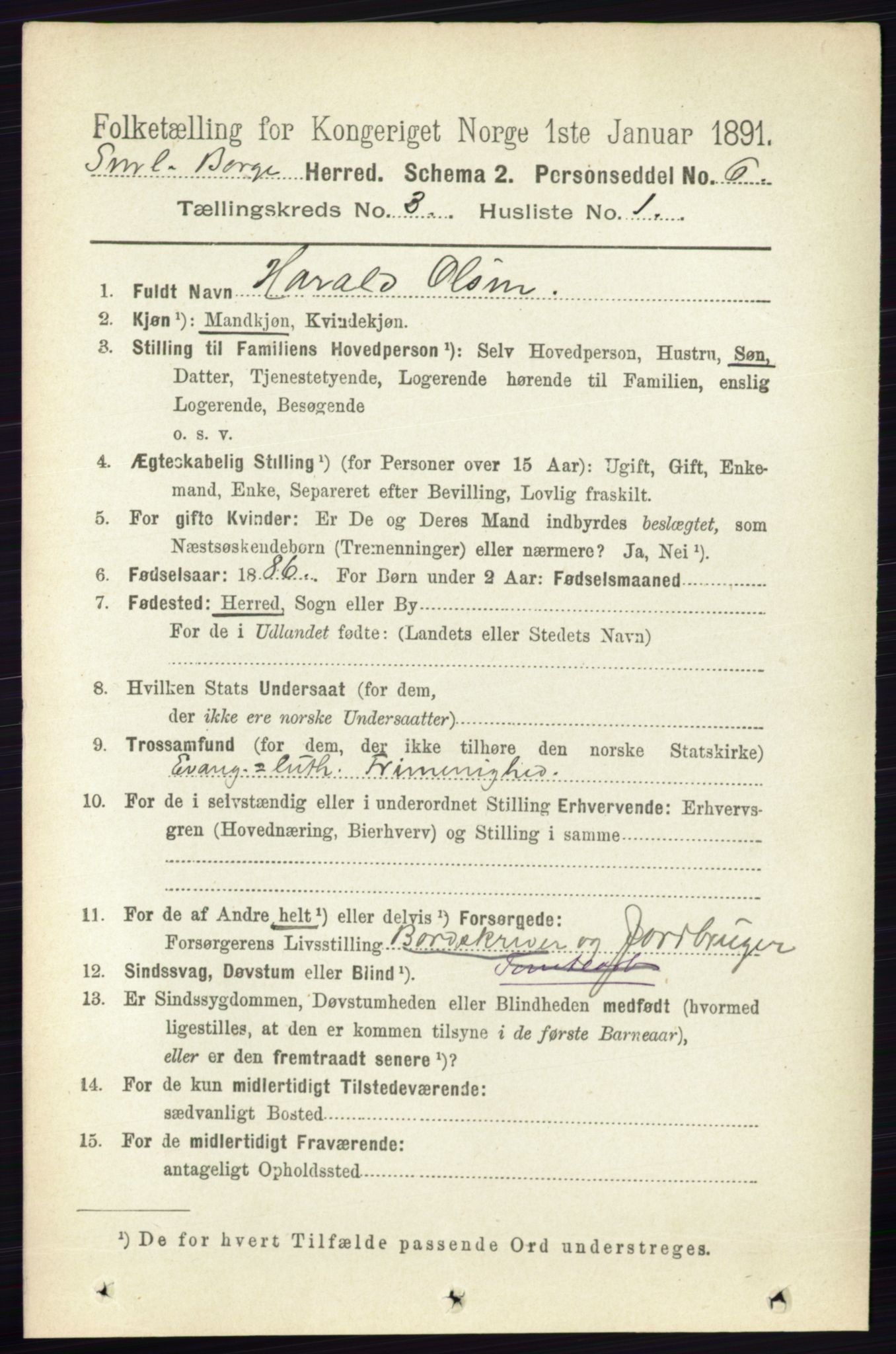 RA, 1891 census for 0113 Borge, 1891, p. 1374