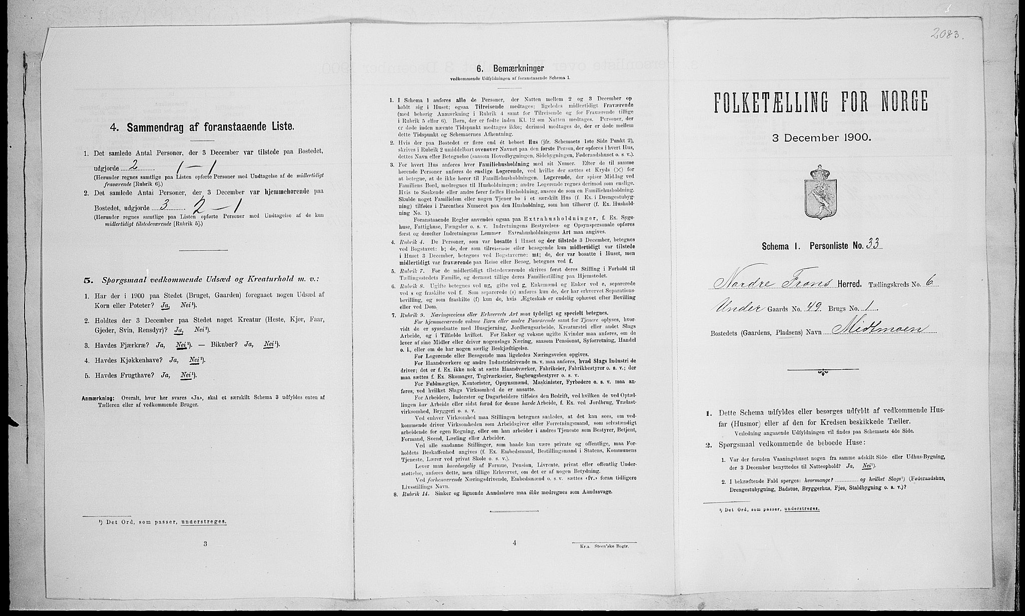 SAH, 1900 census for Nord-Fron, 1900, p. 726