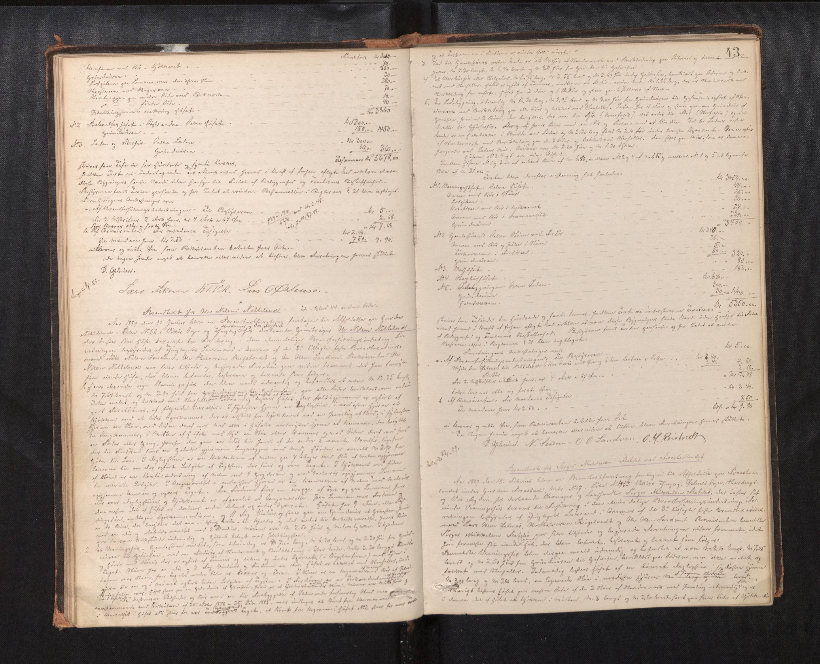 Lensmannen i Kvam, AV/SAB-A-33201/0012/L0002: Branntakstprotokoll, 1881-1919, p. 42b-43a