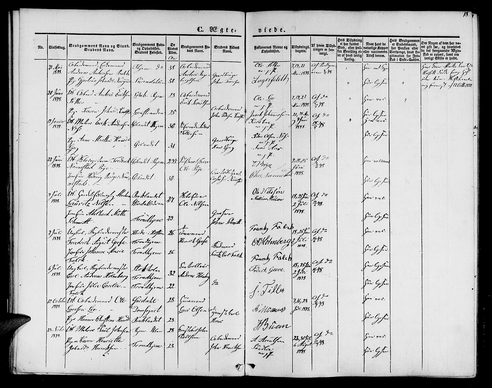 Ministerialprotokoller, klokkerbøker og fødselsregistre - Sør-Trøndelag, SAT/A-1456/602/L0111: Parish register (official) no. 602A09, 1844-1867, p. 18