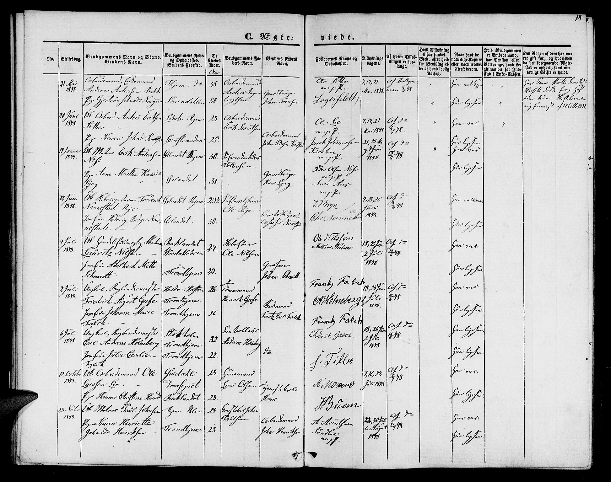 Ministerialprotokoller, klokkerbøker og fødselsregistre - Sør-Trøndelag, AV/SAT-A-1456/602/L0111: Parish register (official) no. 602A09, 1844-1867, p. 18