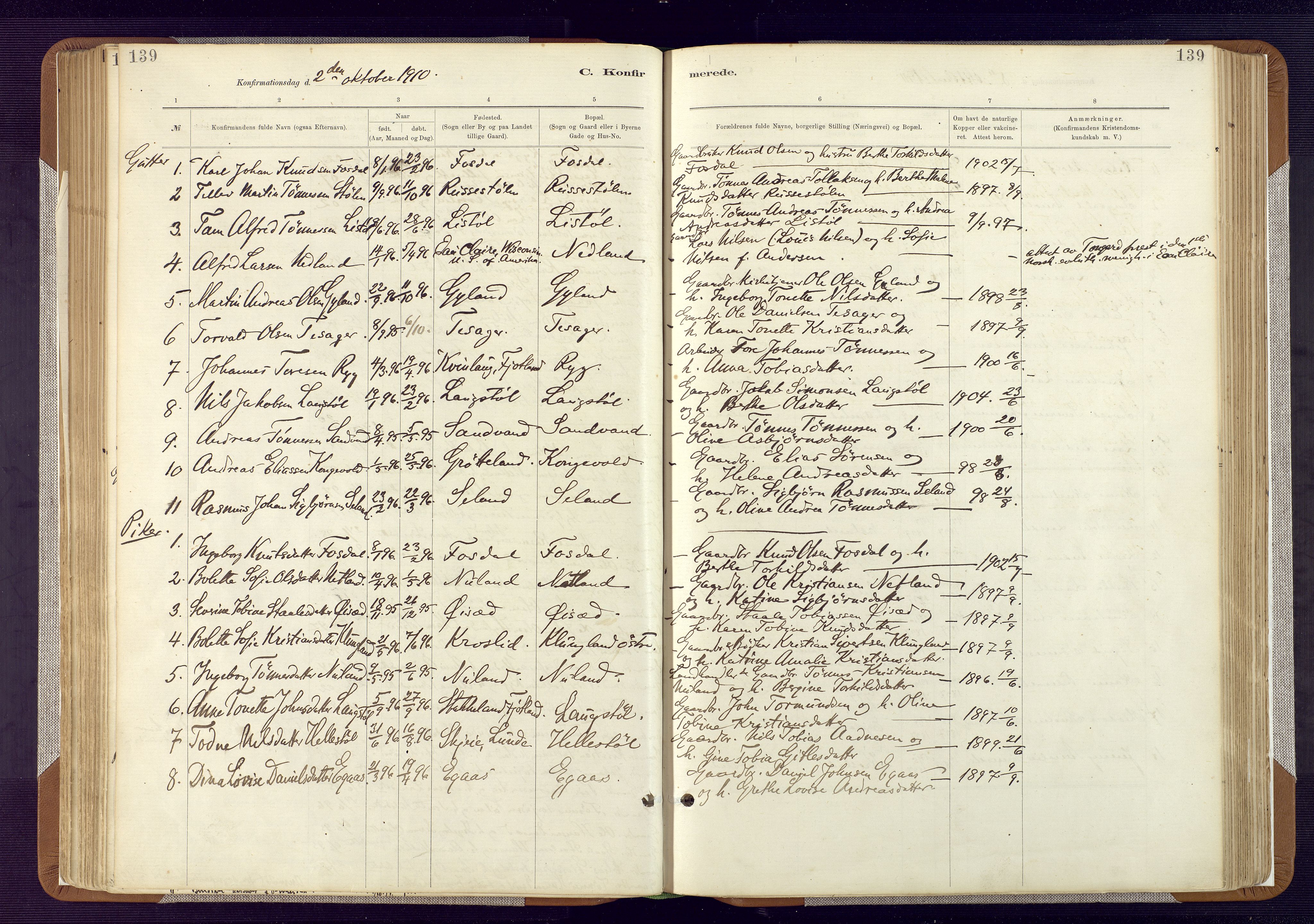 Bakke sokneprestkontor, SAK/1111-0002/F/Fa/Fab/L0003: Parish register (official) no. A 3, 1884-1921, p. 139
