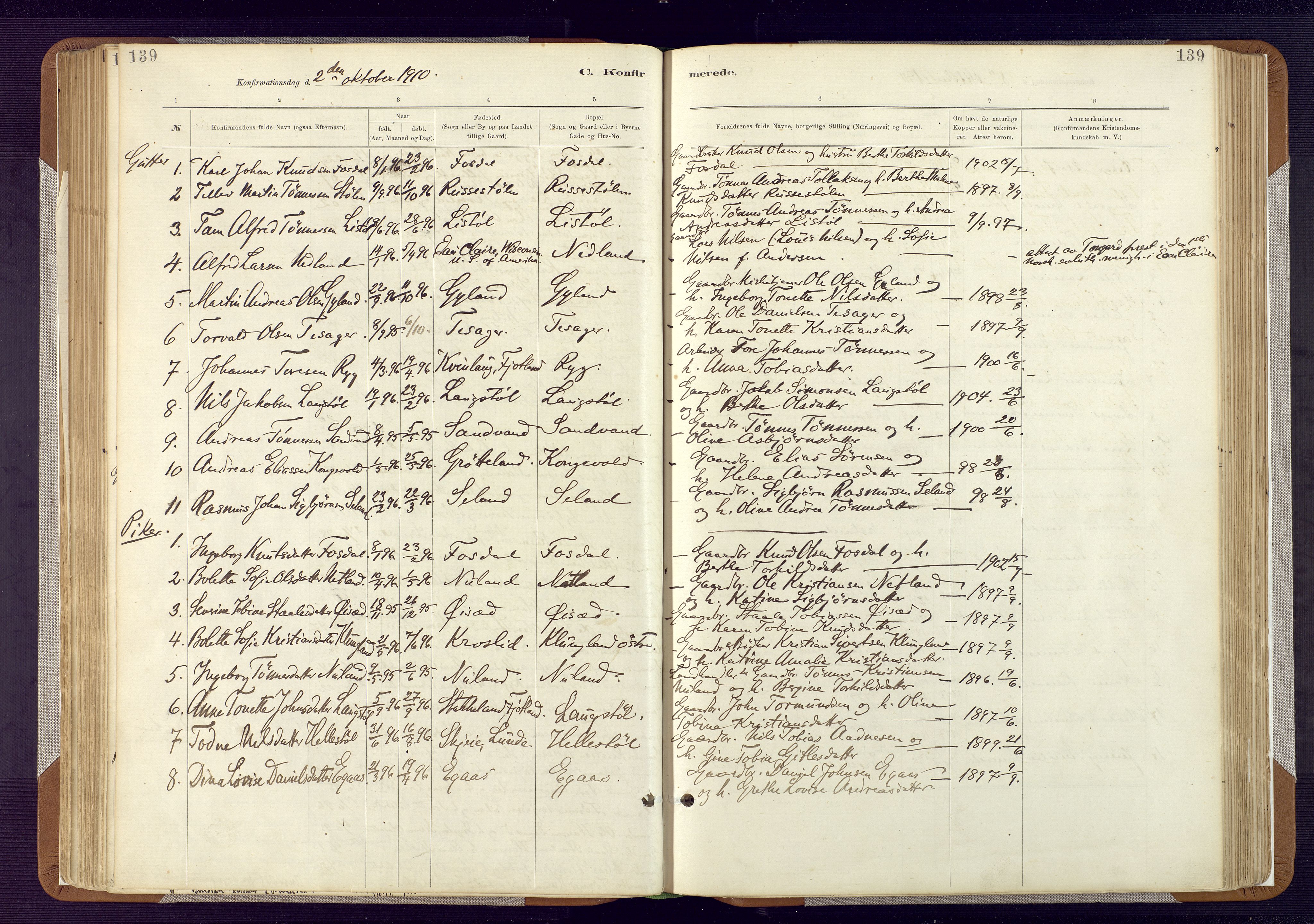 Bakke sokneprestkontor, AV/SAK-1111-0002/F/Fa/Fab/L0003: Parish register (official) no. A 3, 1884-1921, p. 139