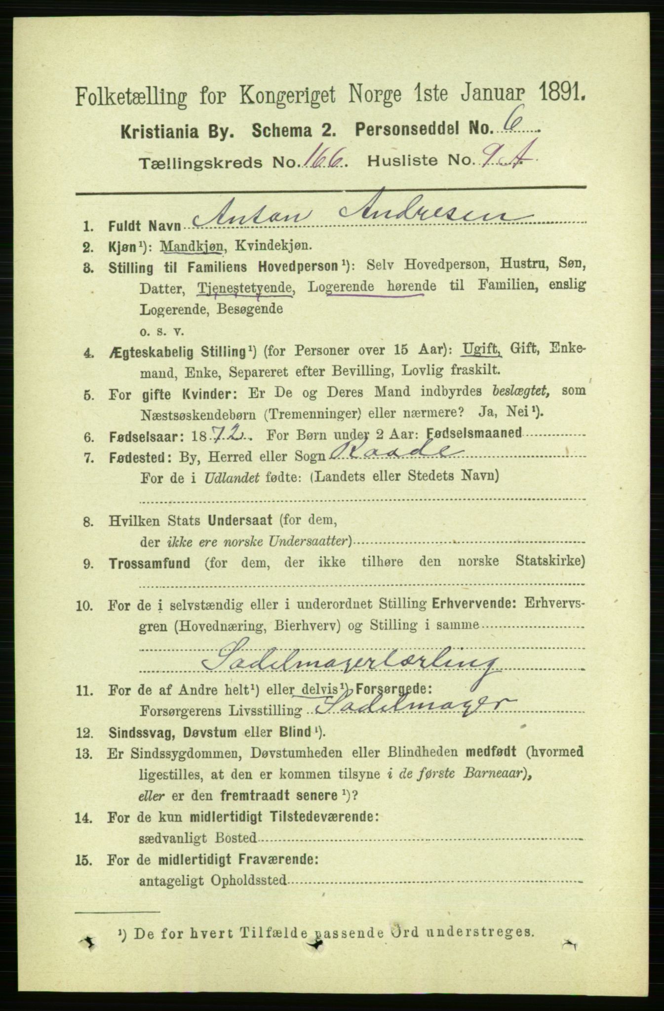 RA, 1891 census for 0301 Kristiania, 1891, p. 96865