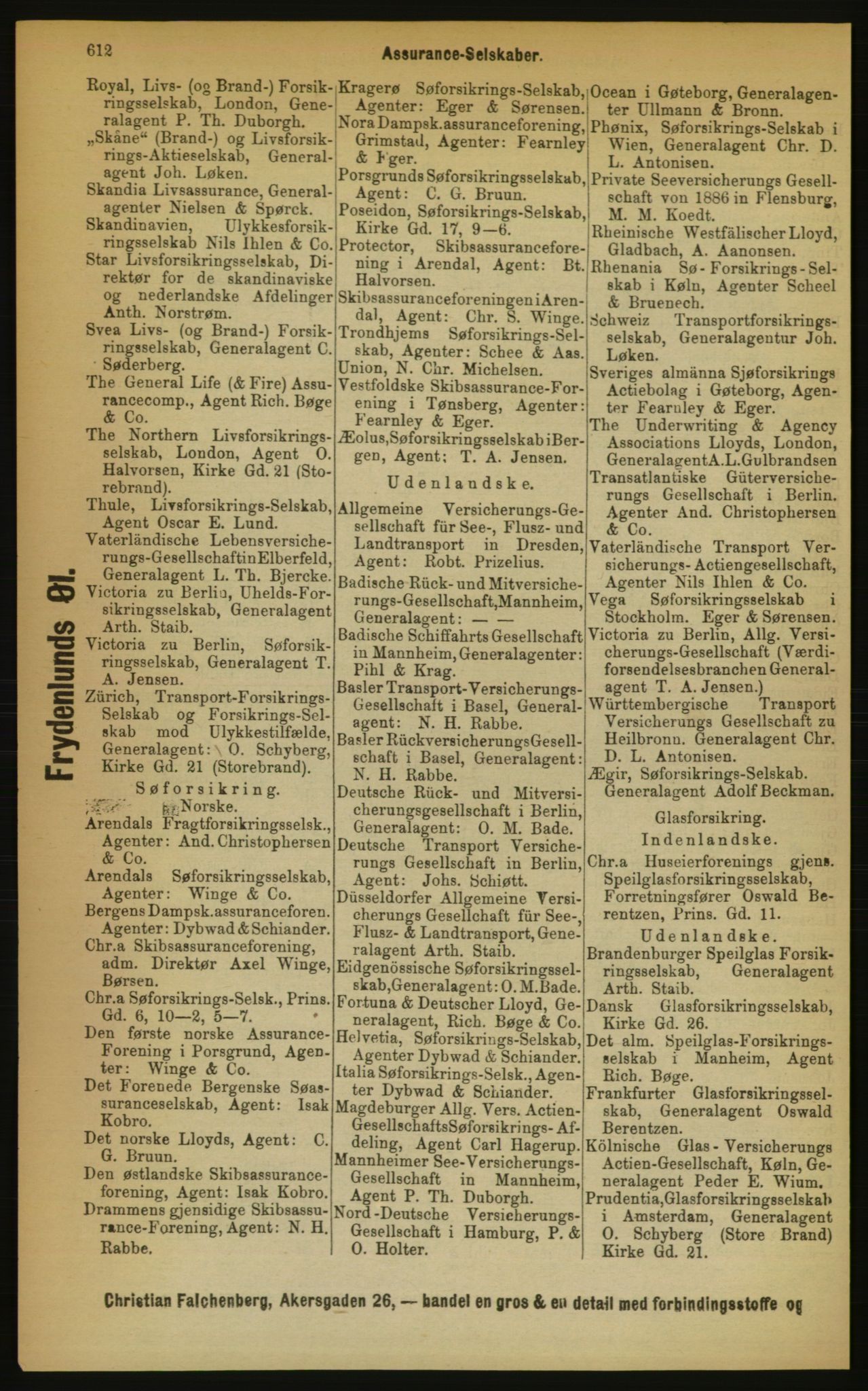 Kristiania/Oslo adressebok, PUBL/-, 1889, p. 612