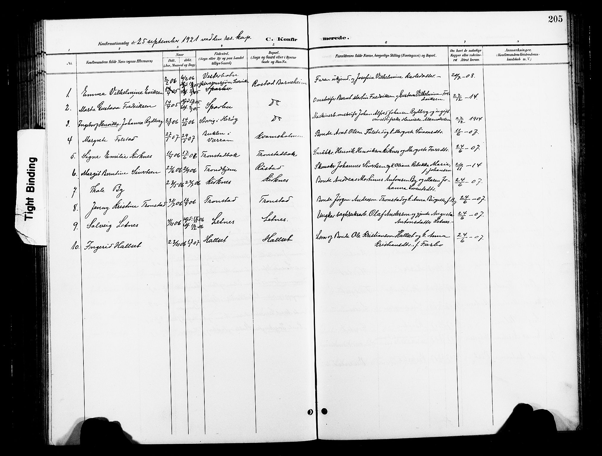 Ministerialprotokoller, klokkerbøker og fødselsregistre - Nord-Trøndelag, AV/SAT-A-1458/730/L0302: Parish register (copy) no. 730C05, 1898-1924, p. 205