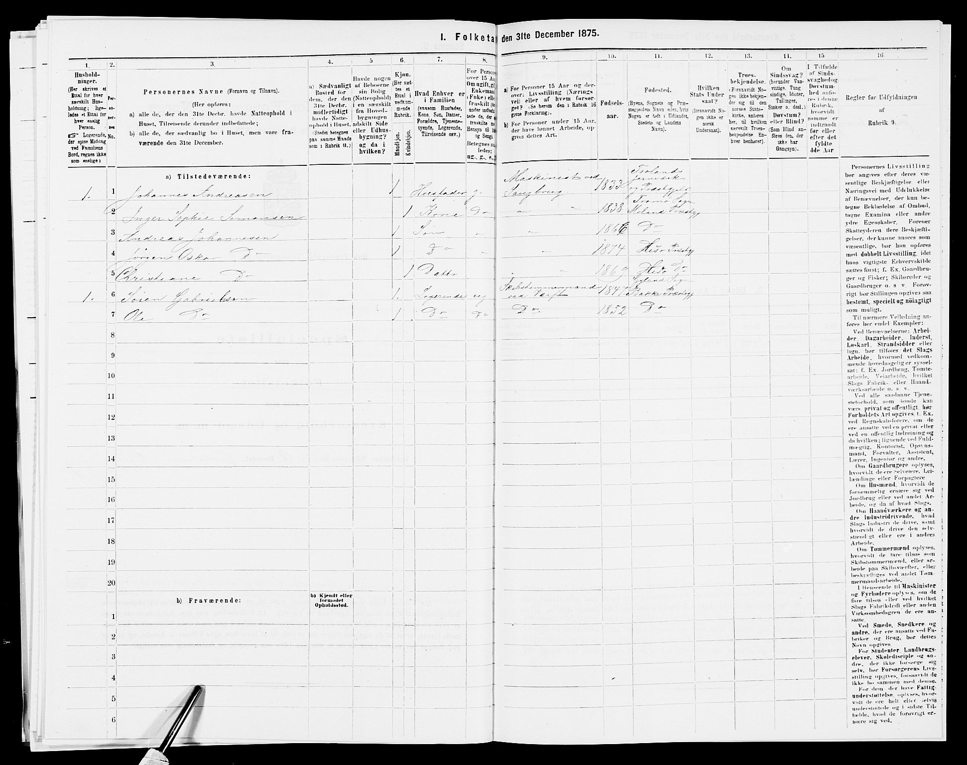 SAK, 1875 census for 0922P Hisøy, 1875, p. 375