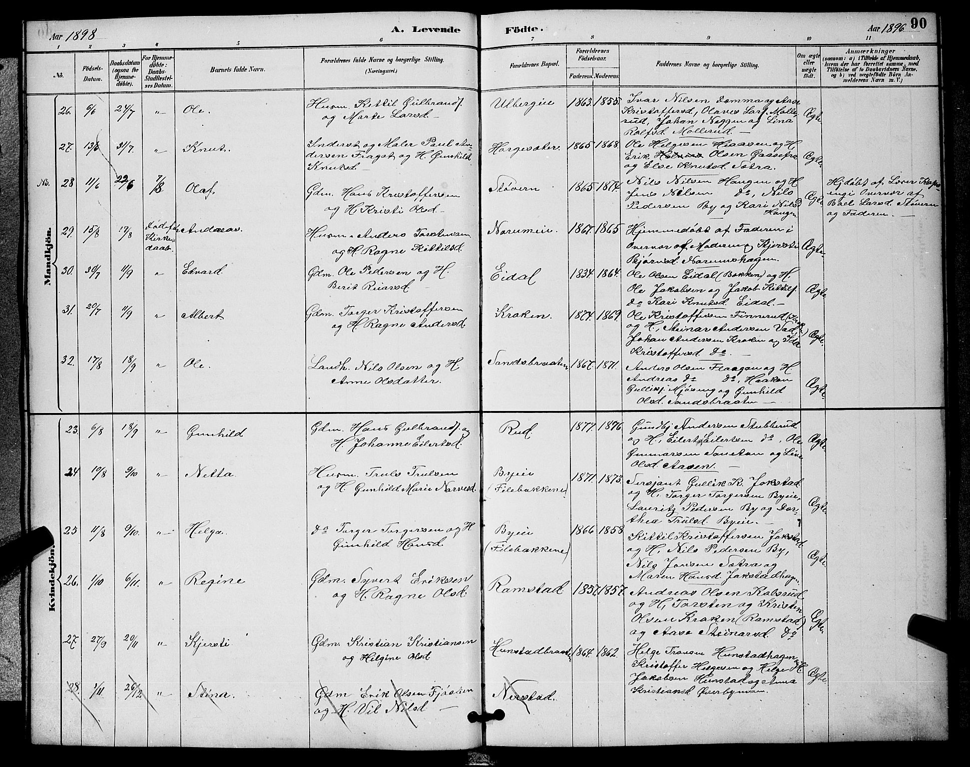 Sigdal kirkebøker, AV/SAKO-A-245/G/Ga/L0005: Parish register (copy) no. I 5, 1886-1900, p. 90