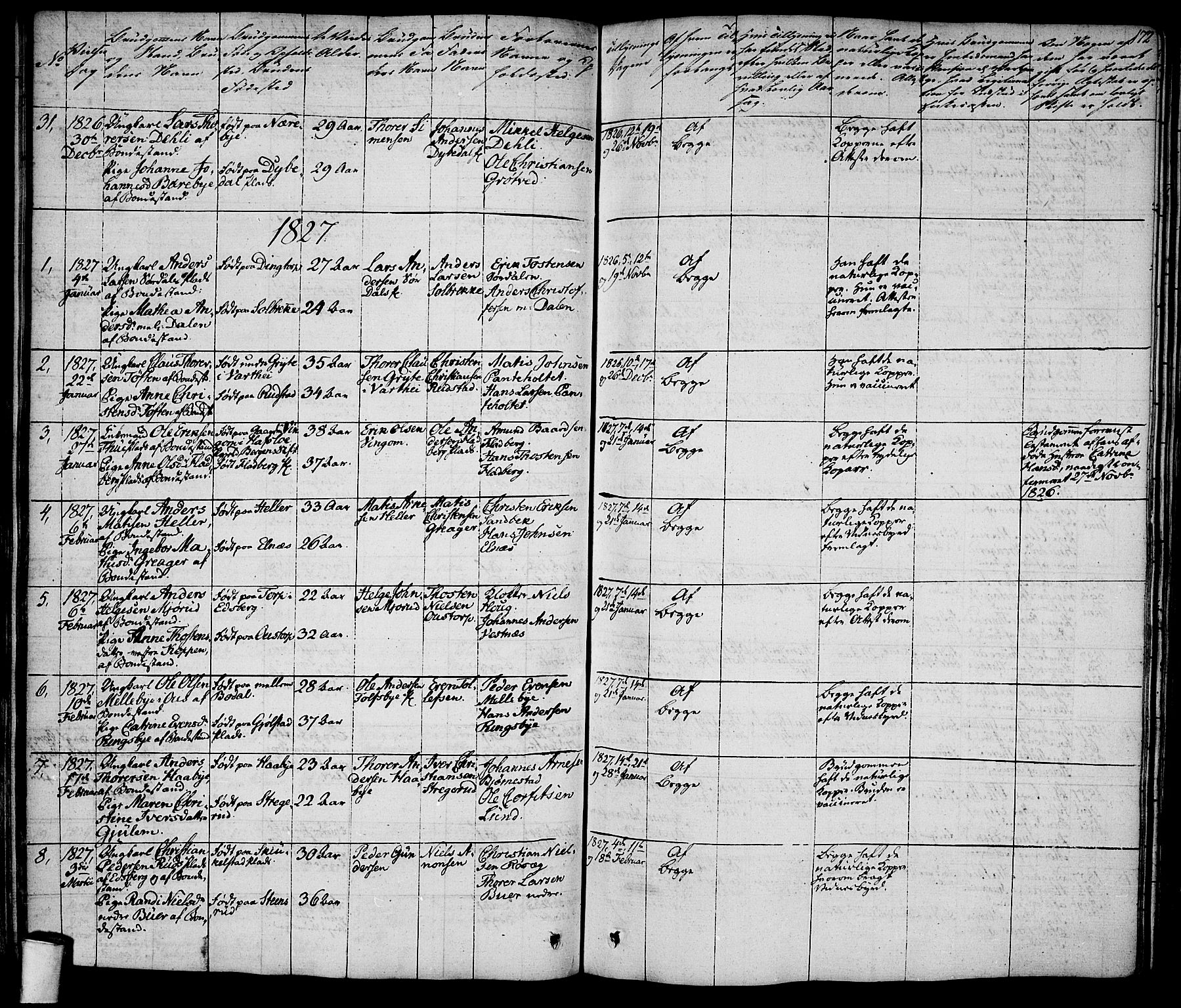 Rakkestad prestekontor Kirkebøker, SAO/A-2008/F/Fa/L0007: Parish register (official) no. I 7, 1825-1841, p. 172