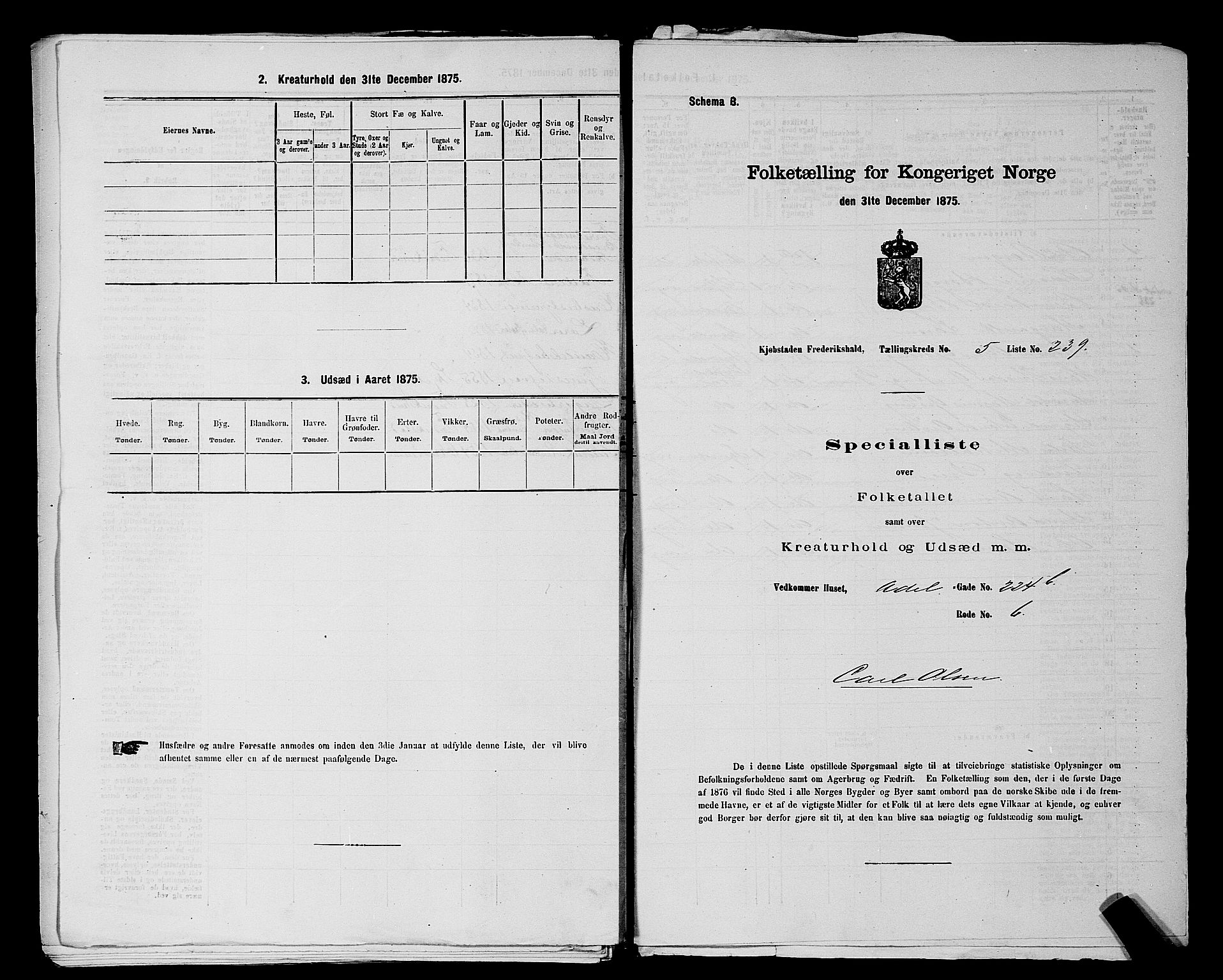 RA, 1875 census for 0101P Fredrikshald, 1875, p. 570