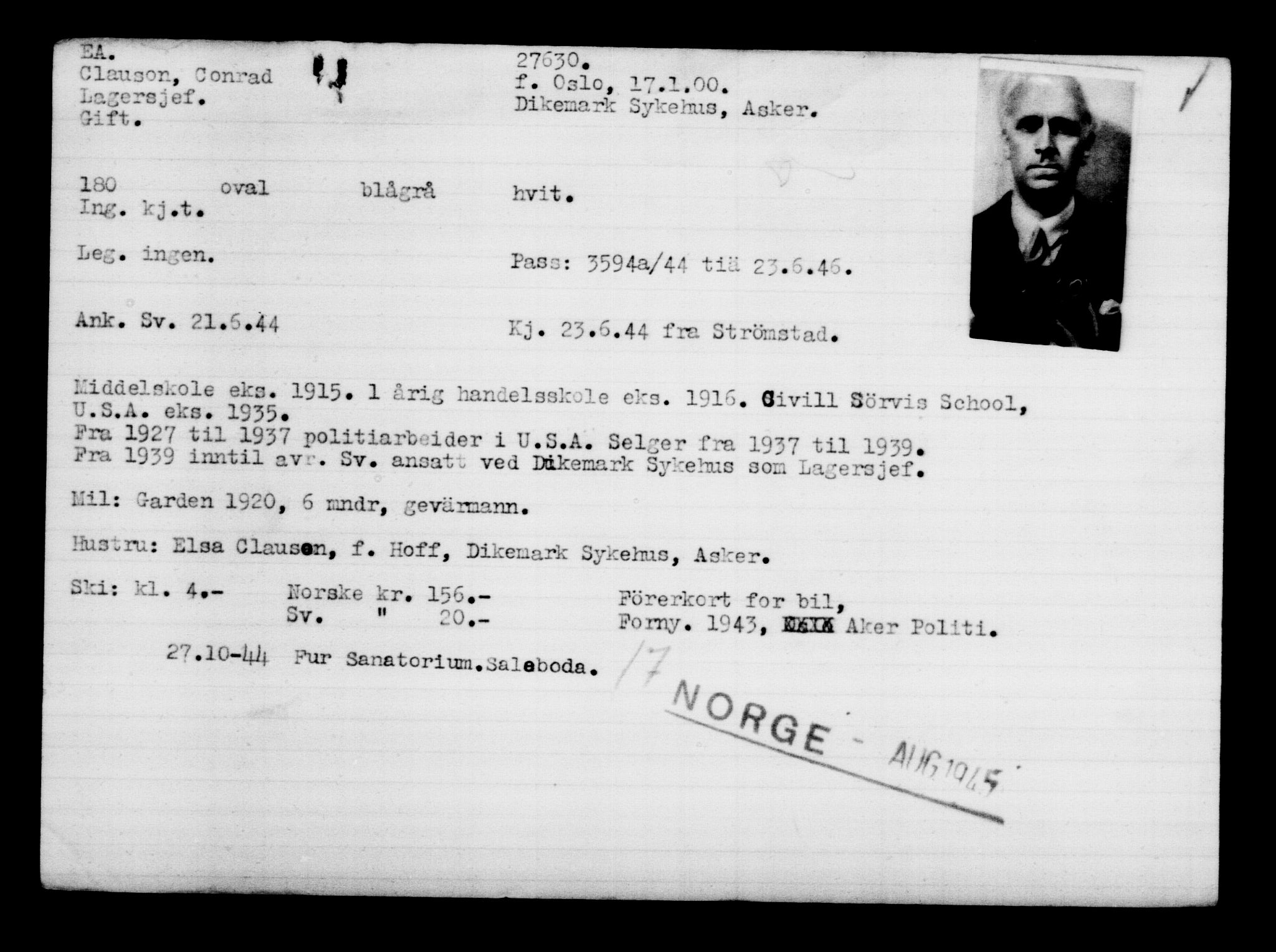 Den Kgl. Norske Legasjons Flyktningskontor, AV/RA-S-6753/V/Va/L0011: Kjesäterkartoteket.  Flyktningenr. 25300-28349, 1940-1945, p. 2479