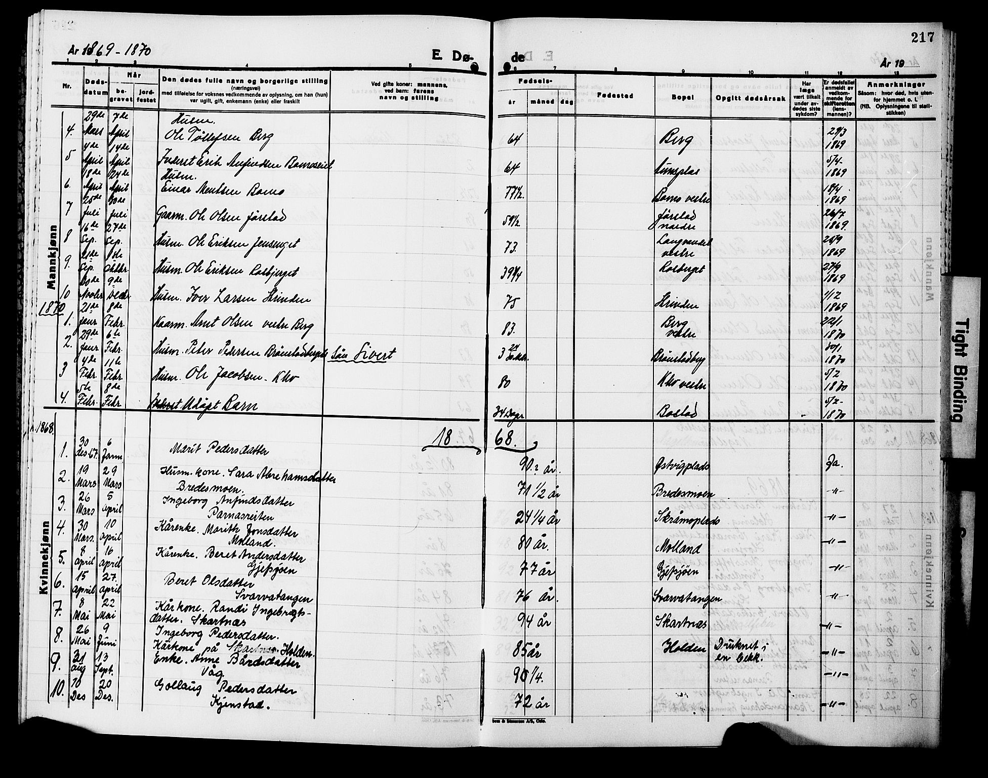Ministerialprotokoller, klokkerbøker og fødselsregistre - Nord-Trøndelag, SAT/A-1458/749/L0485: Parish register (official) no. 749D01, 1857-1872, p. 217