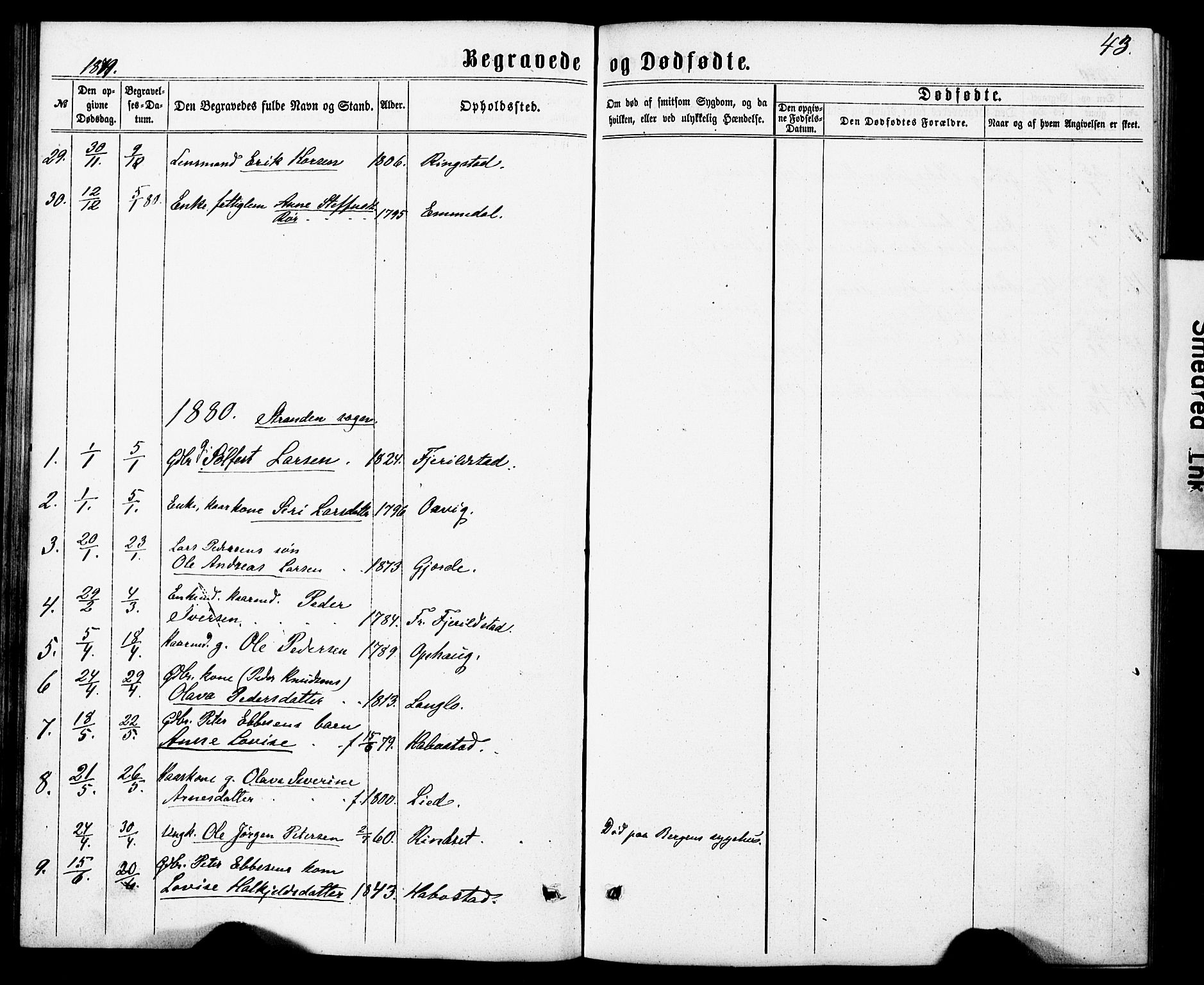 Ministerialprotokoller, klokkerbøker og fødselsregistre - Møre og Romsdal, AV/SAT-A-1454/520/L0282: Parish register (official) no. 520A11, 1862-1881, p. 43