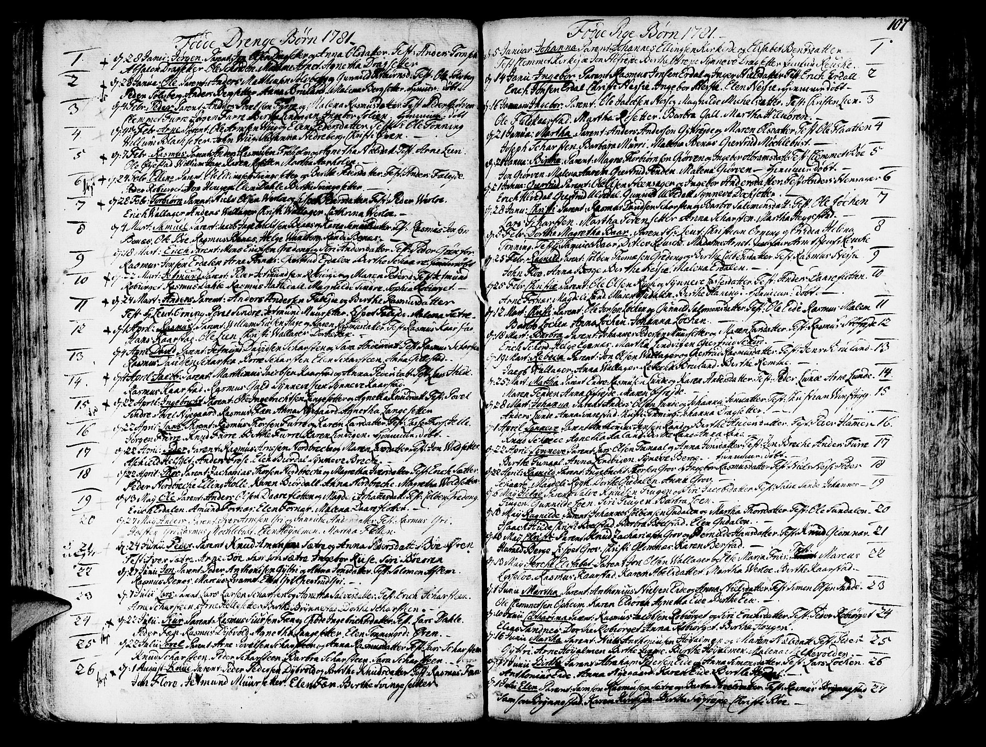 Innvik sokneprestembete, SAB/A-80501: Parish register (official) no. A 1, 1750-1816, p. 107