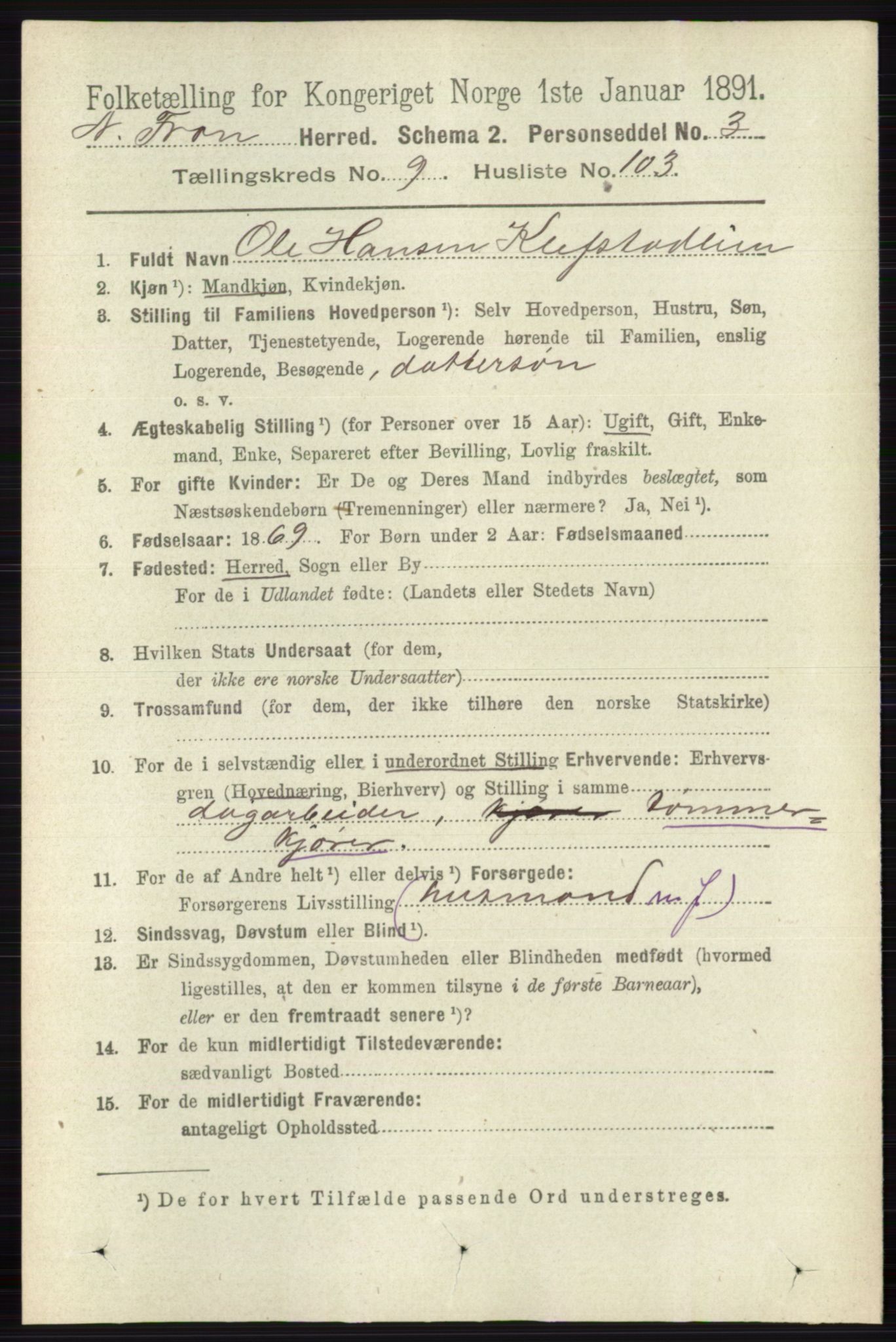 RA, 1891 census for 0518 Nord-Fron, 1891, p. 4268