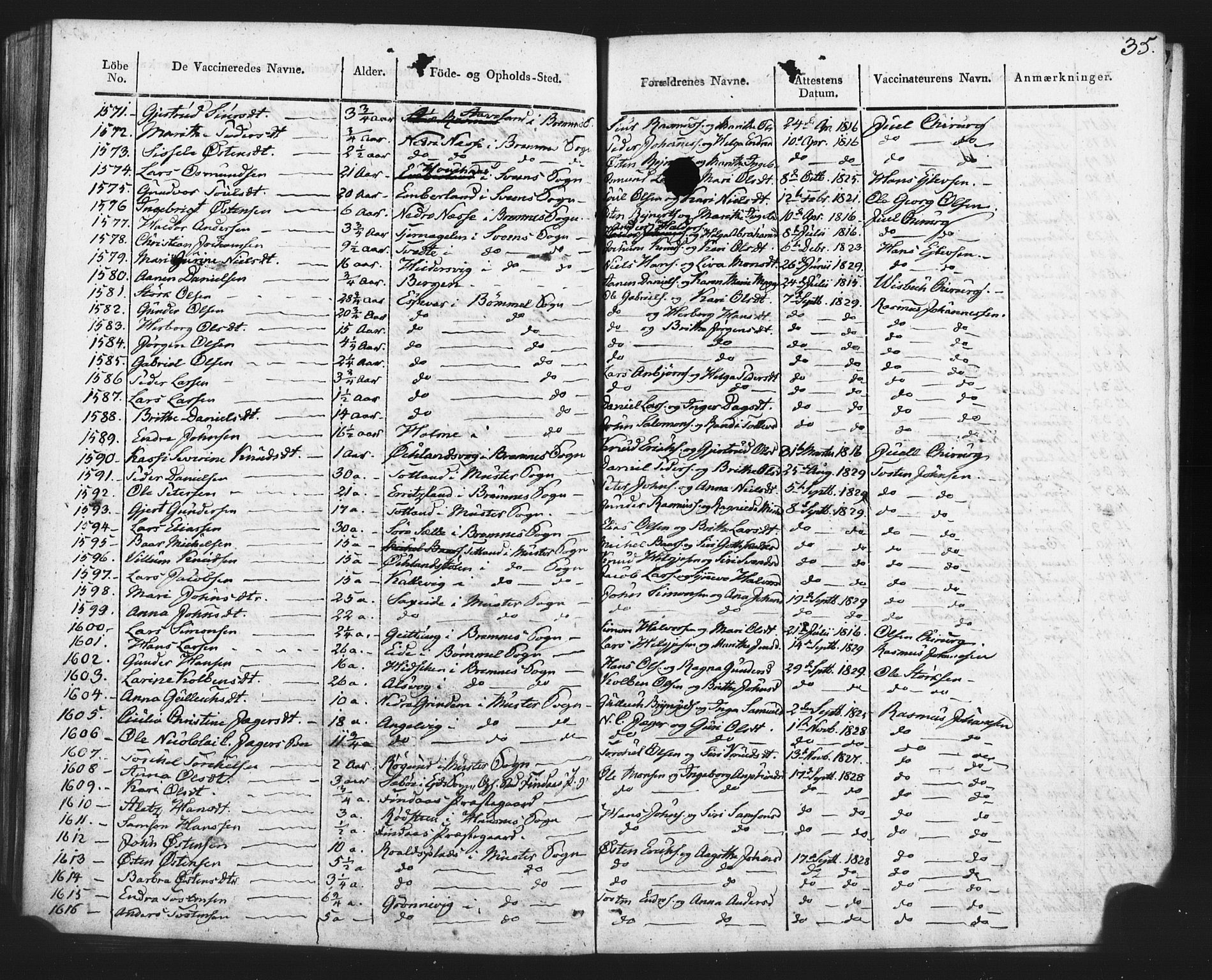 Finnås sokneprestembete, SAB/A-99925/H/Ha/Haa/Haaa/L0010: Parish register (official) no. A 10, 1814-1830, p. 35