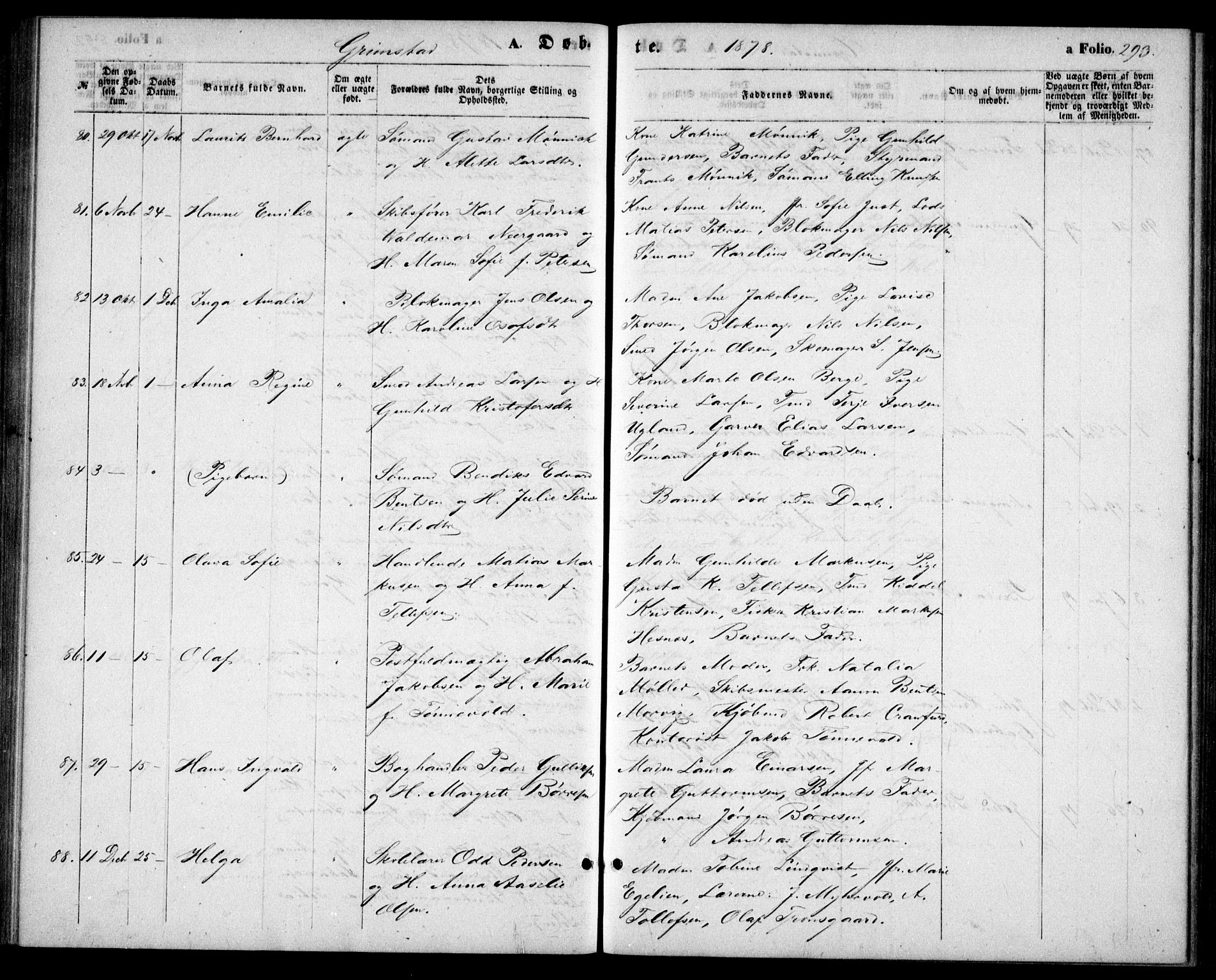 Fjære sokneprestkontor, AV/SAK-1111-0011/F/Fb/L0009: Parish register (copy) no. B 9, 1867-1870, p. 293