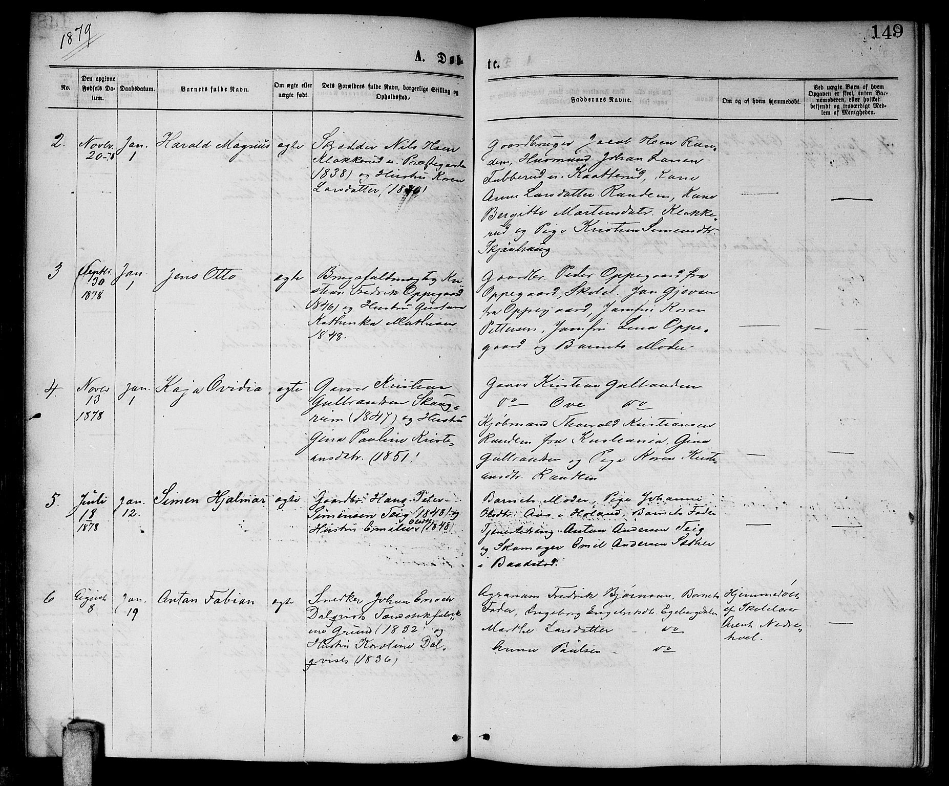 Enebakk prestekontor Kirkebøker, AV/SAO-A-10171c/G/Ga/L0005: Parish register (copy) no. I 5, 1867-1888, p. 149