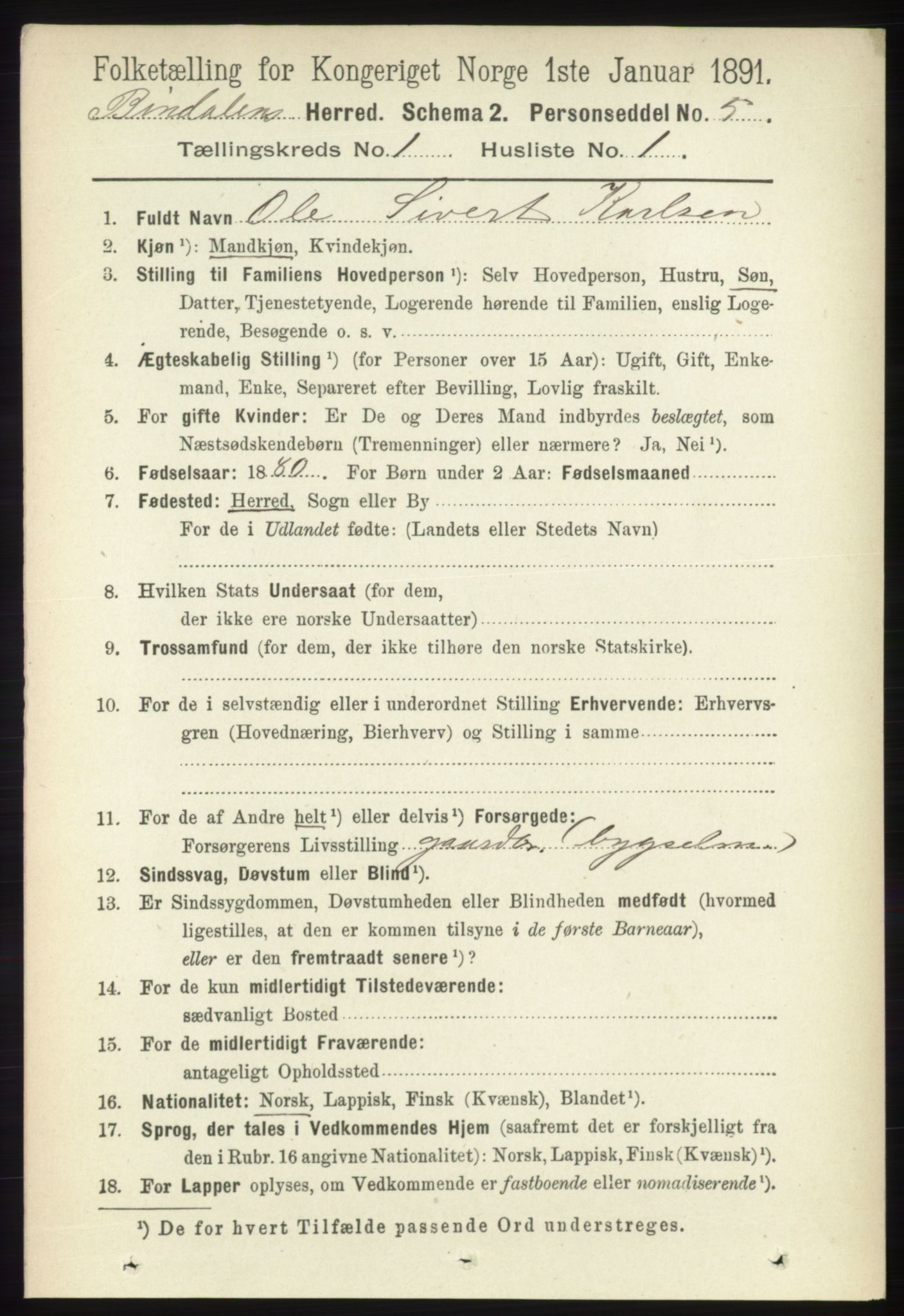 RA, 1891 census for 1811 Bindal, 1891, p. 59