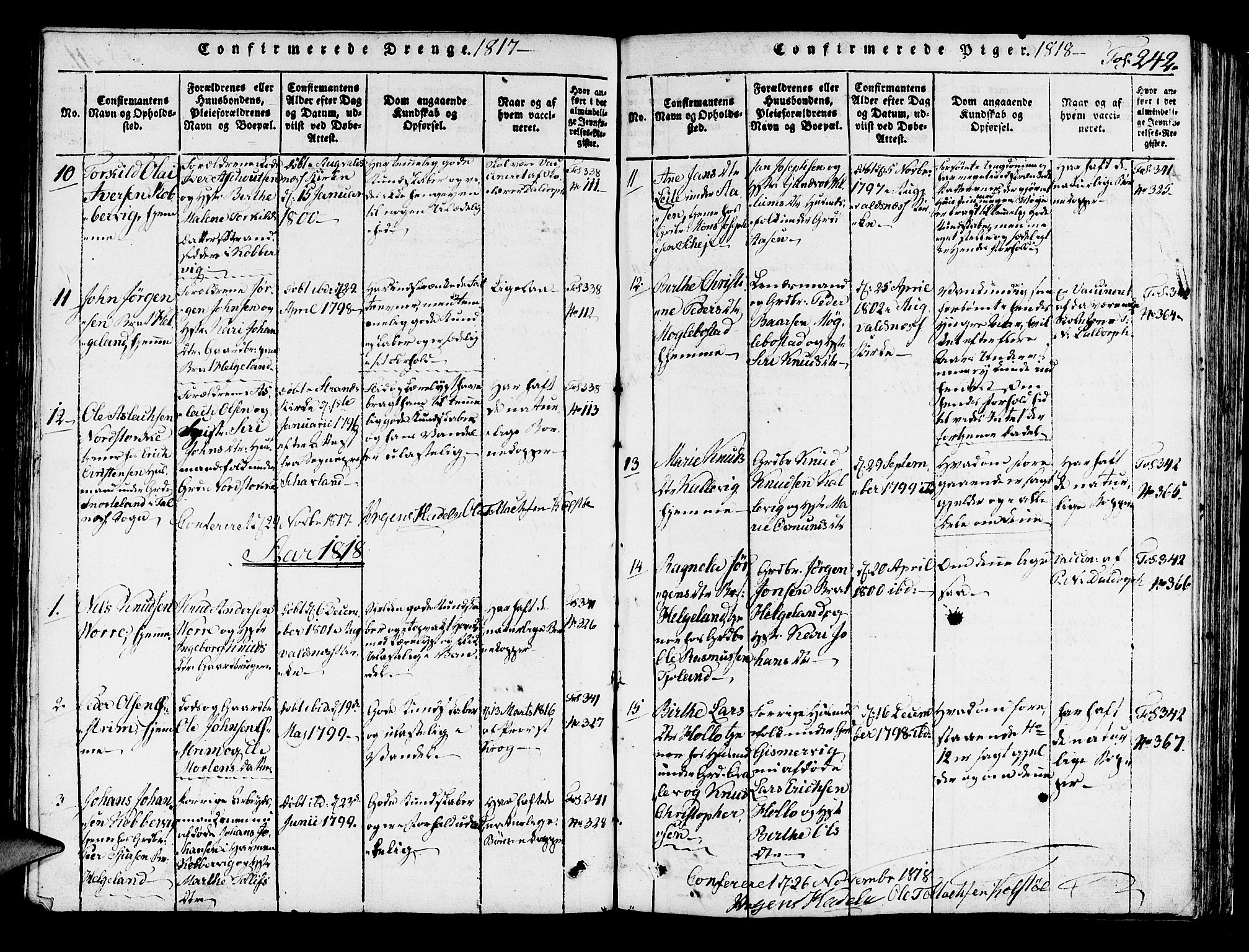 Avaldsnes sokneprestkontor, SAST/A -101851/H/Ha/Haa/L0004: Parish register (official) no. A 4, 1816-1825, p. 242
